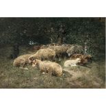 Heinrich von Zügel - Schafe am Waldrand