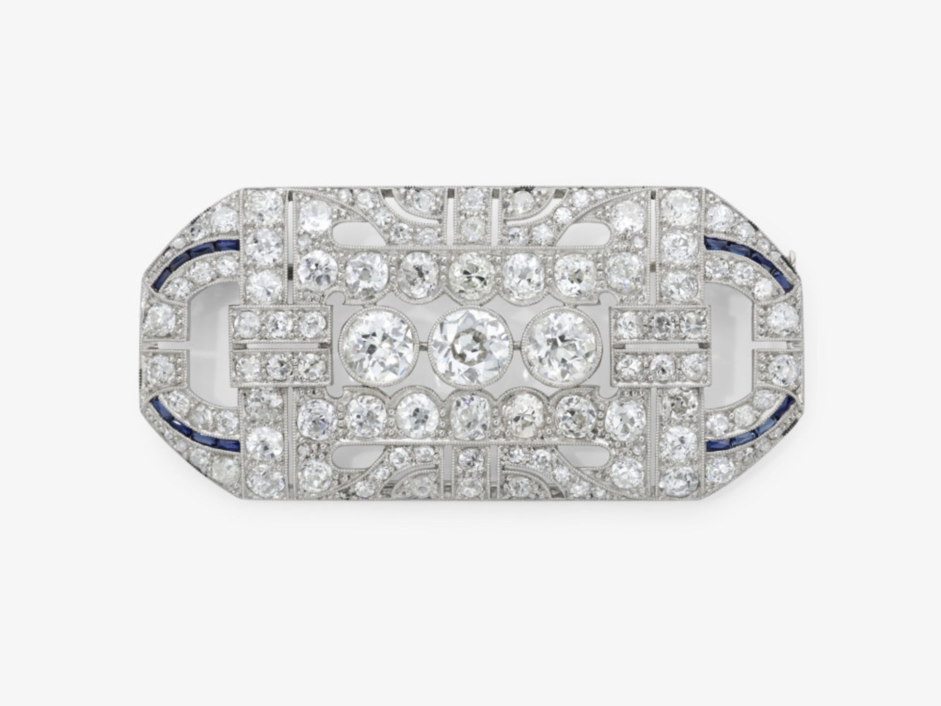 An Art Deco brooch decorated with diamonds and sapphires - America, 1920s - 1930s