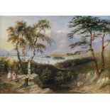 Copley (Anthony Vandyke Copley) Fielding, zugeschrieben - Seenlandschaft mit Figurenstaffage