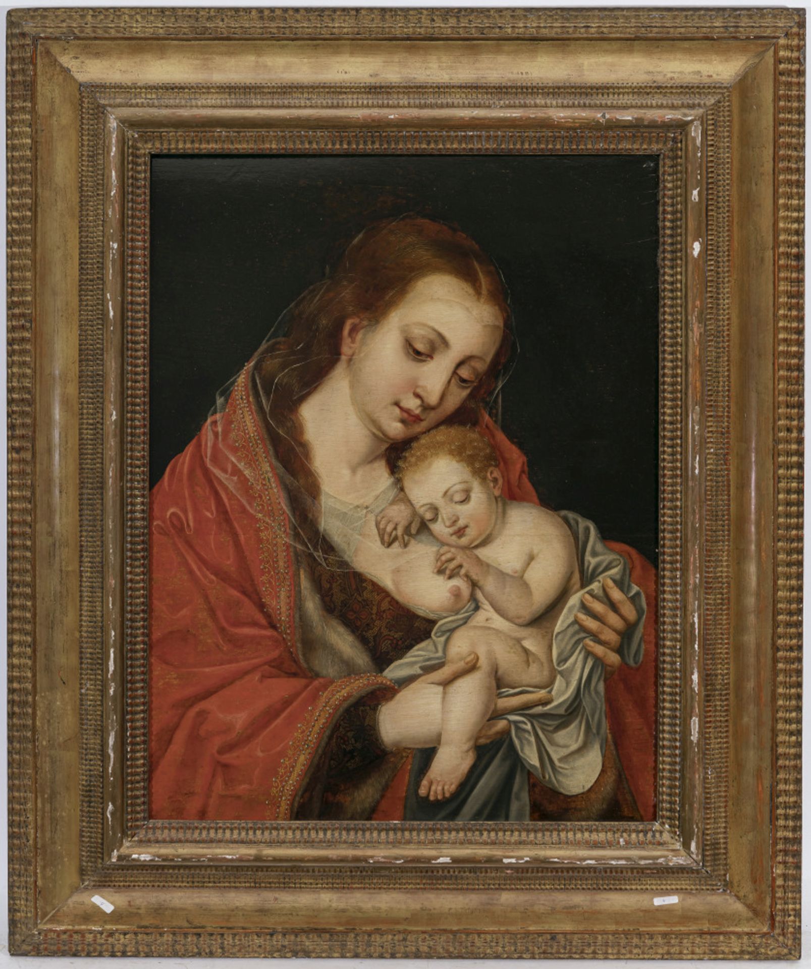 Joos van Cleve, Nachfolge - Maria mit dem schlafenden Jesuskind an der Brust - Bild 2 aus 2