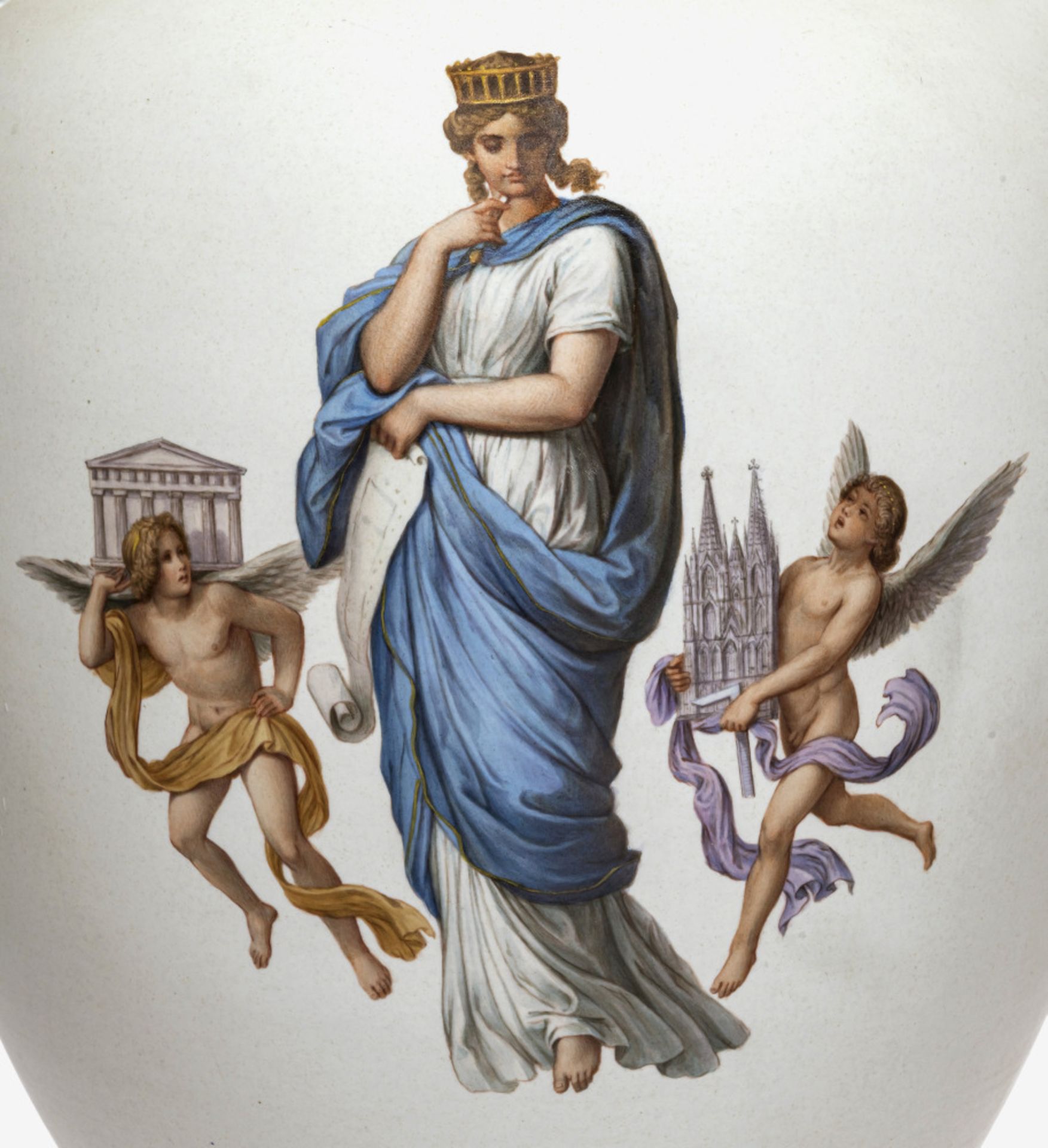 Prunkvase mit Allegorie der Baukunst - KPM Berlin, um 1860, Modell von Julius W. Mantel - Bild 2 aus 4