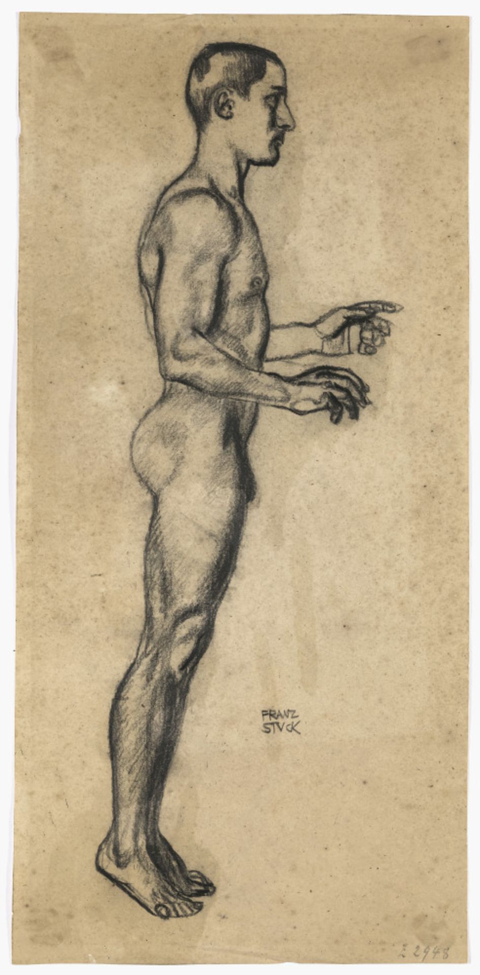 Franz von Stuck - Study of a standing man (draft for the "Liebesschaukel")