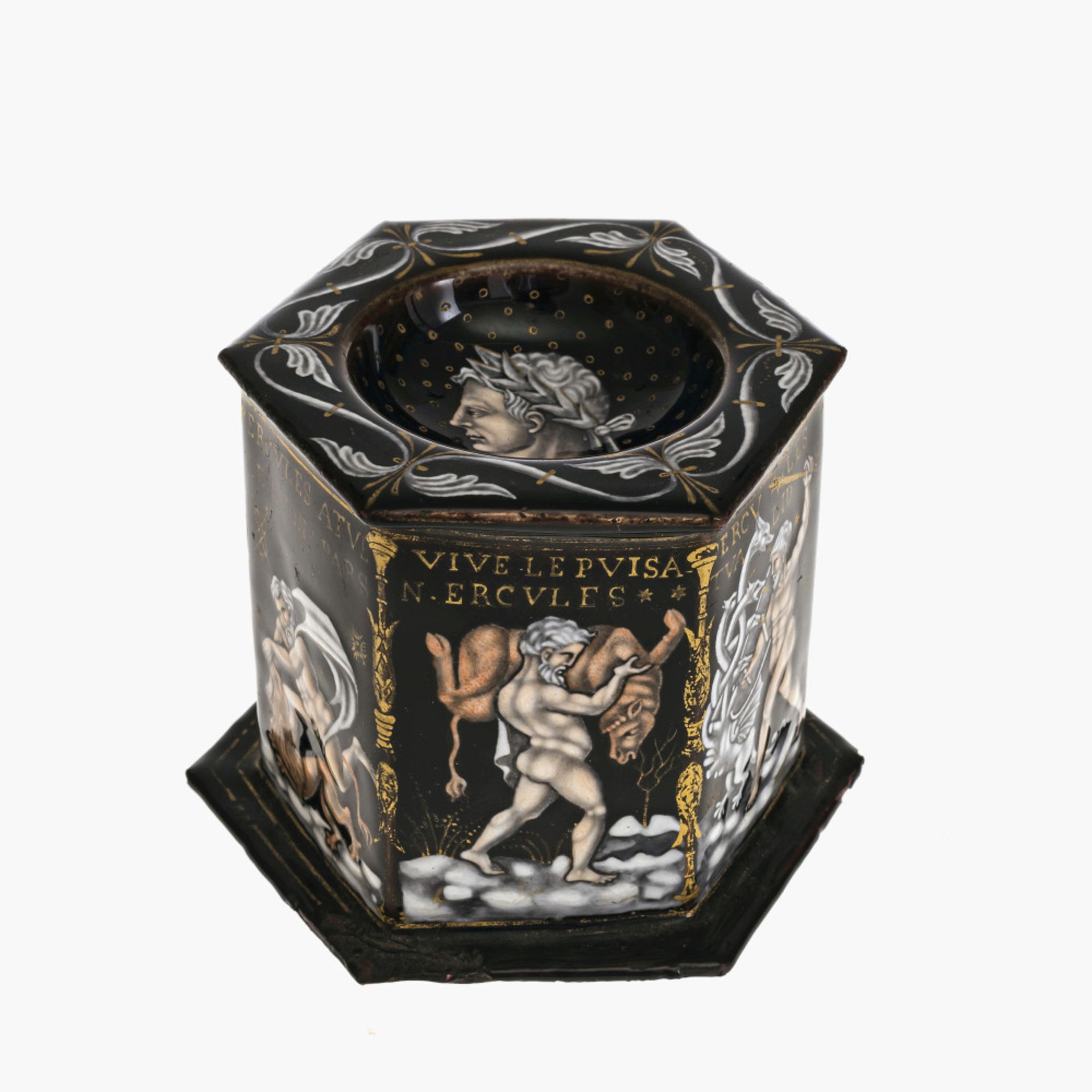 A salt cellar with the Labours of Hercules - Limoges, probably 19th century, in the style of Pierre - Image 2 of 2
