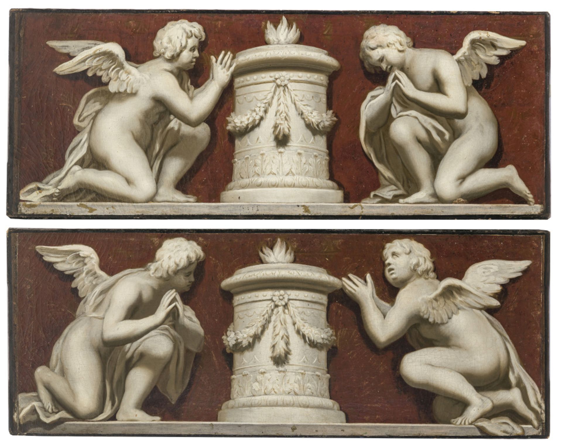 Unbekannt 18th century - Kneeling angels in front of sacrificial columns