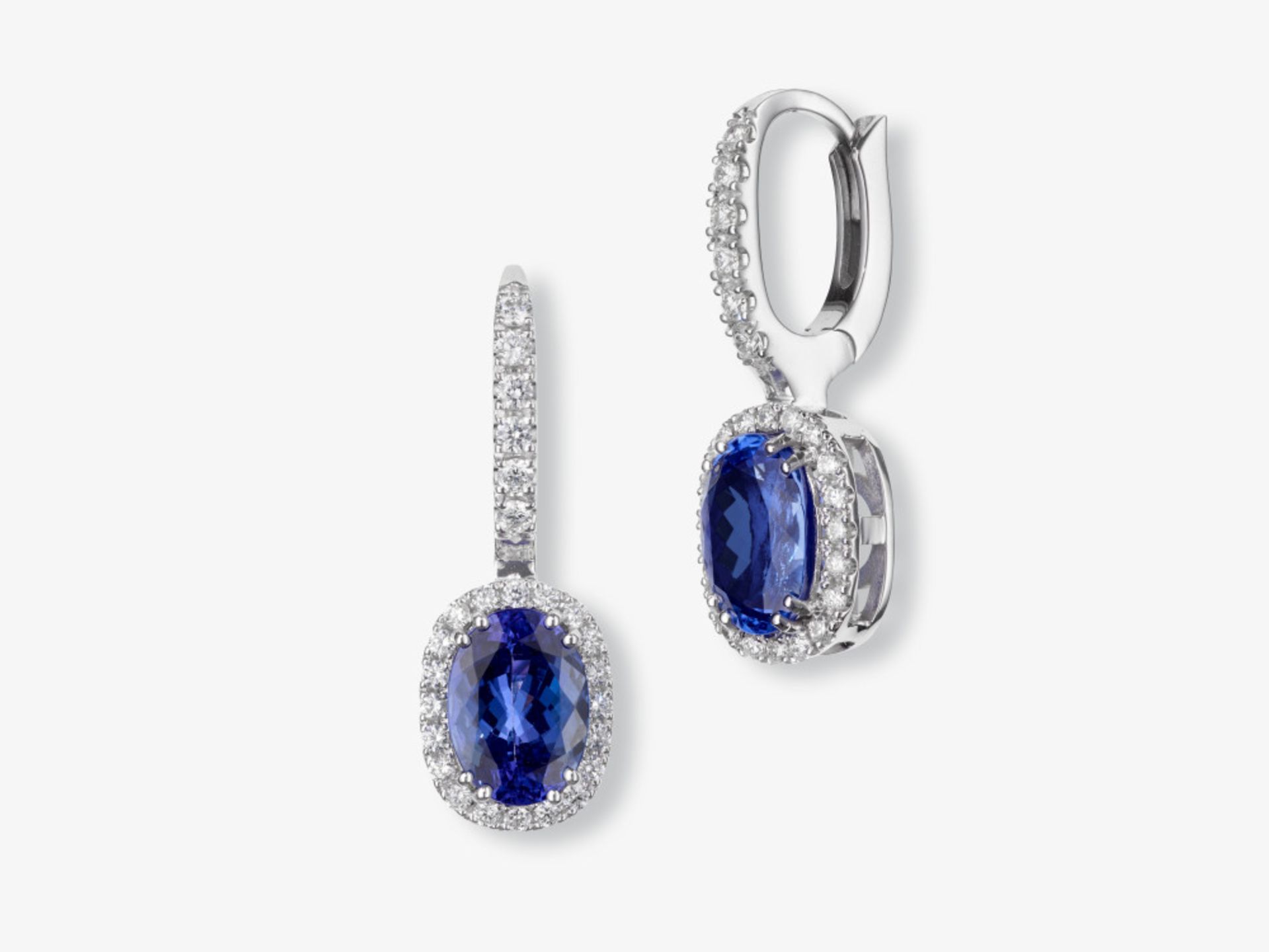 Classic drop earrings decorated with very fine tanzanites and brilliant-cut diamonds - Belgium, ANTW