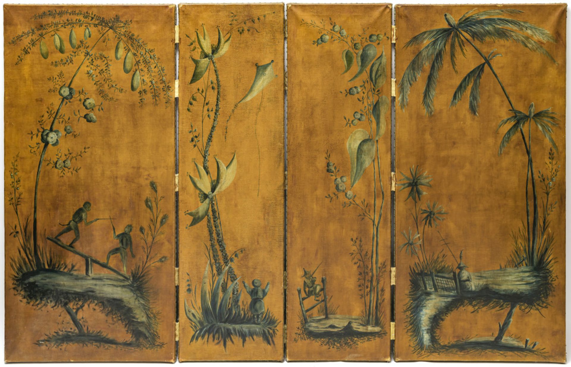 A four panel folding screen - Rococo style