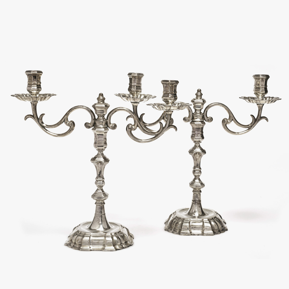 A pair of two-light girandoles - Hamburg, circa 1750, Hans Joachim Brauer, Jacob Barthels and Johann