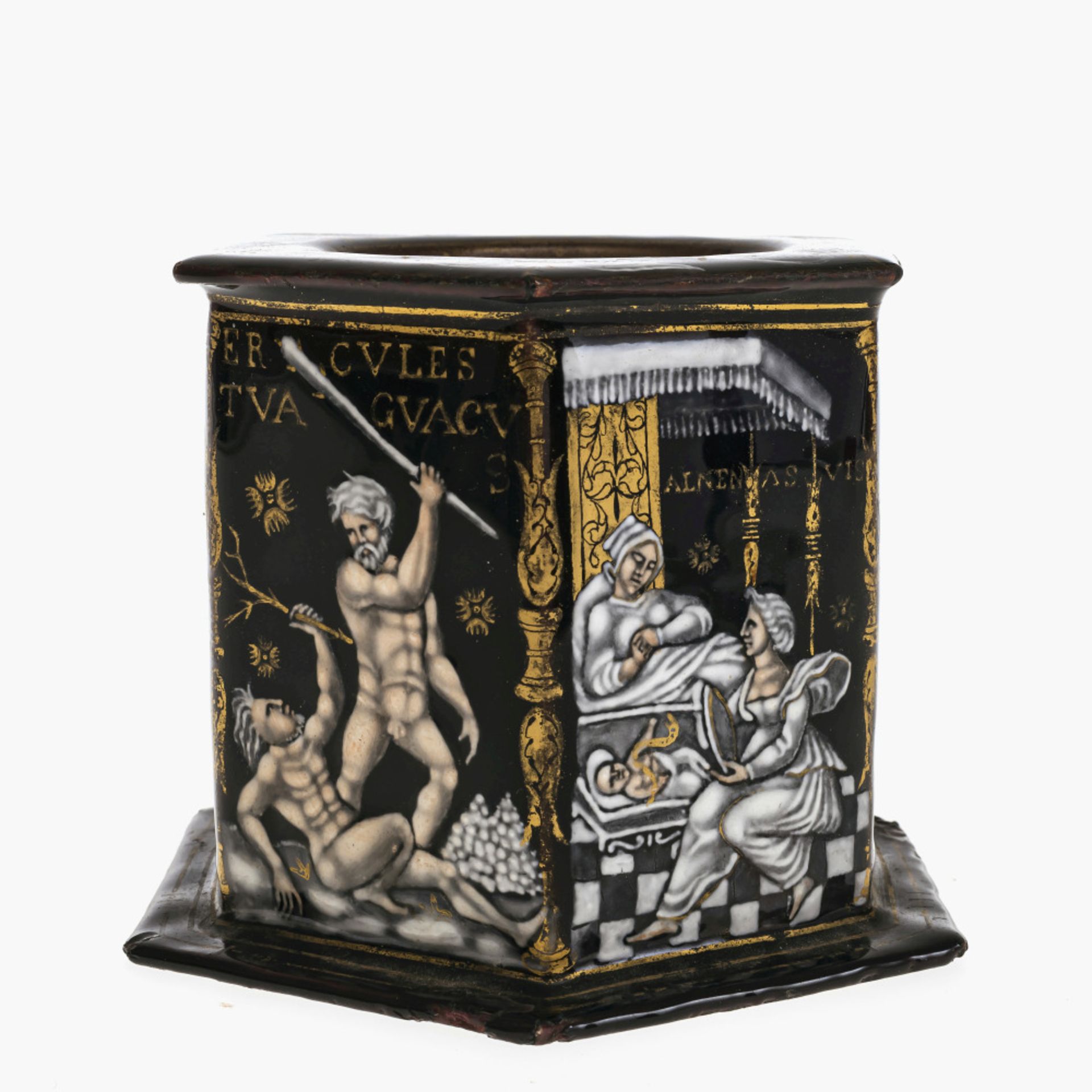A salt cellar with the Labours of Hercules - Limoges, probably 19th century, in the style of Pierre