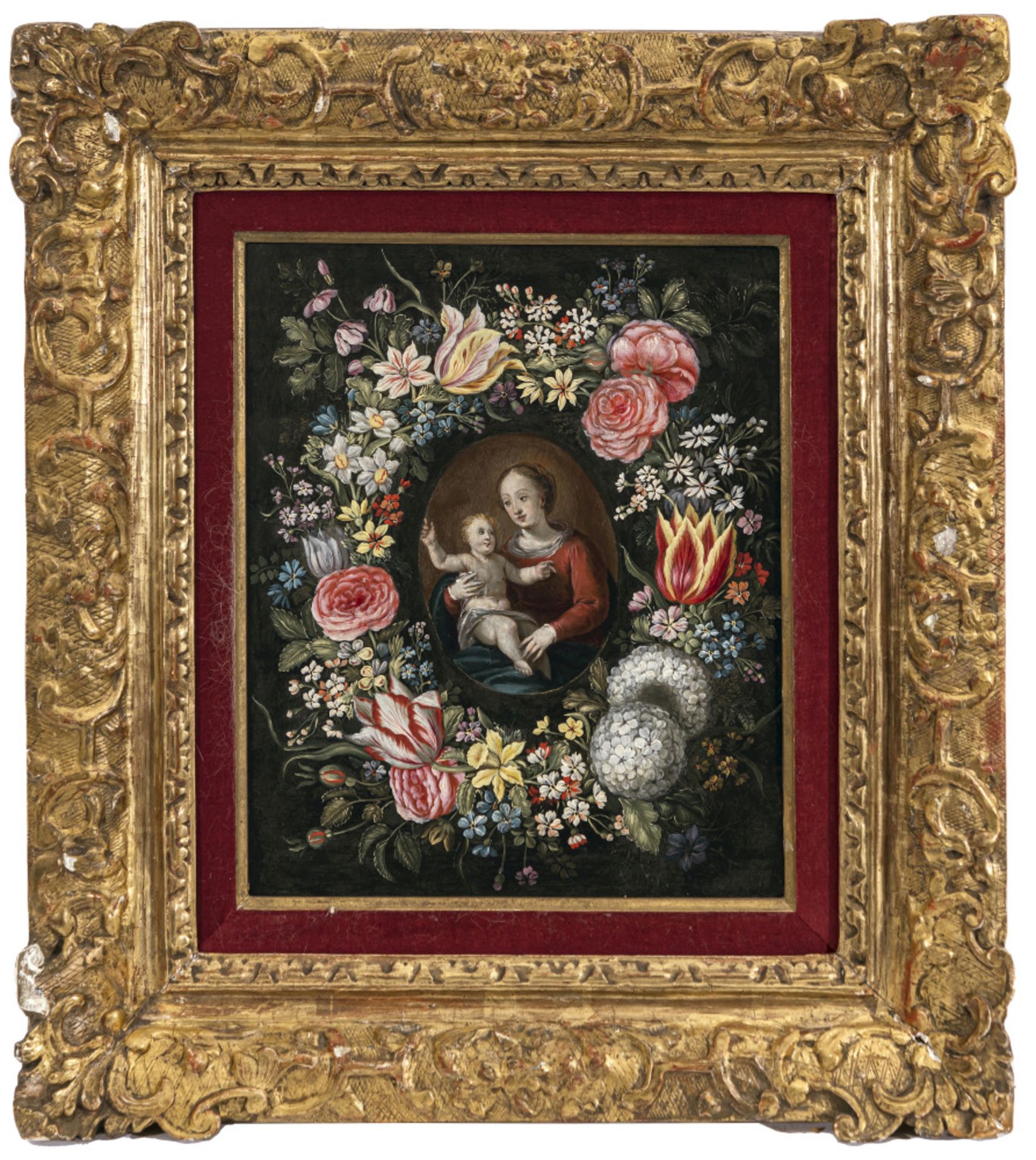 Frans Francken d. J., Art des - Mary with the Child, surrounded by a wreath of flowers - Image 2 of 2