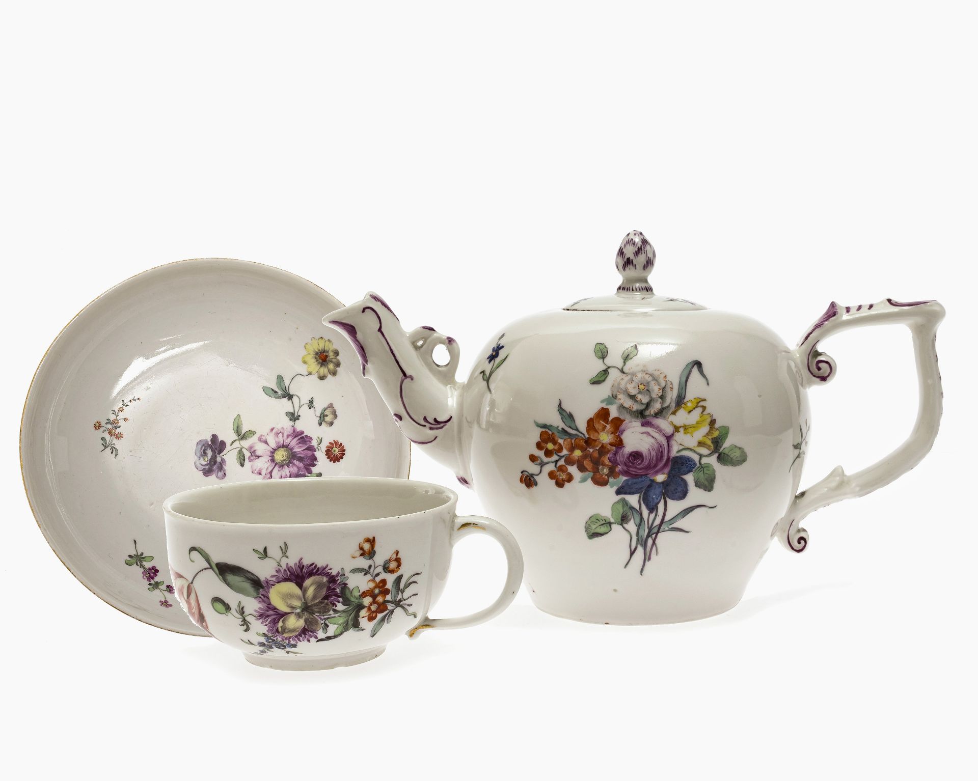 Teekännchen und Tasse mit Untertasse - Höchst, um 1760