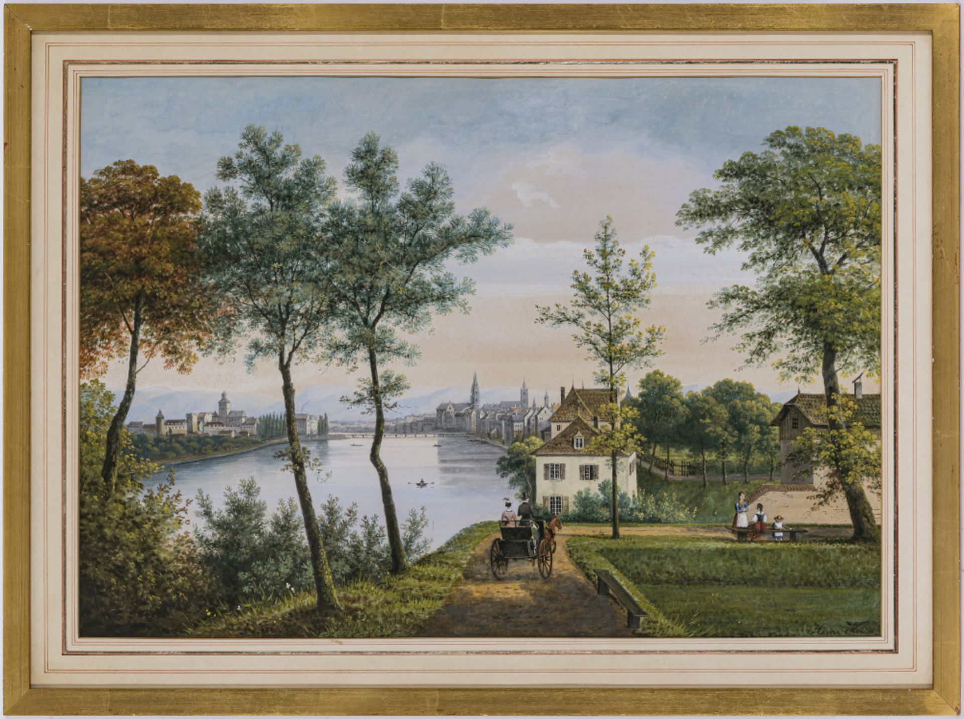 Hendrik Johannes Knip - View over the Rhine to Basel - Image 2 of 2