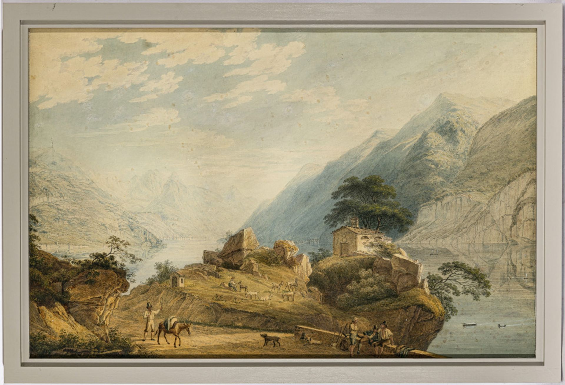 Johann Jakob Wetzel - Shepherds on the shore of a mountain lake - Image 2 of 2