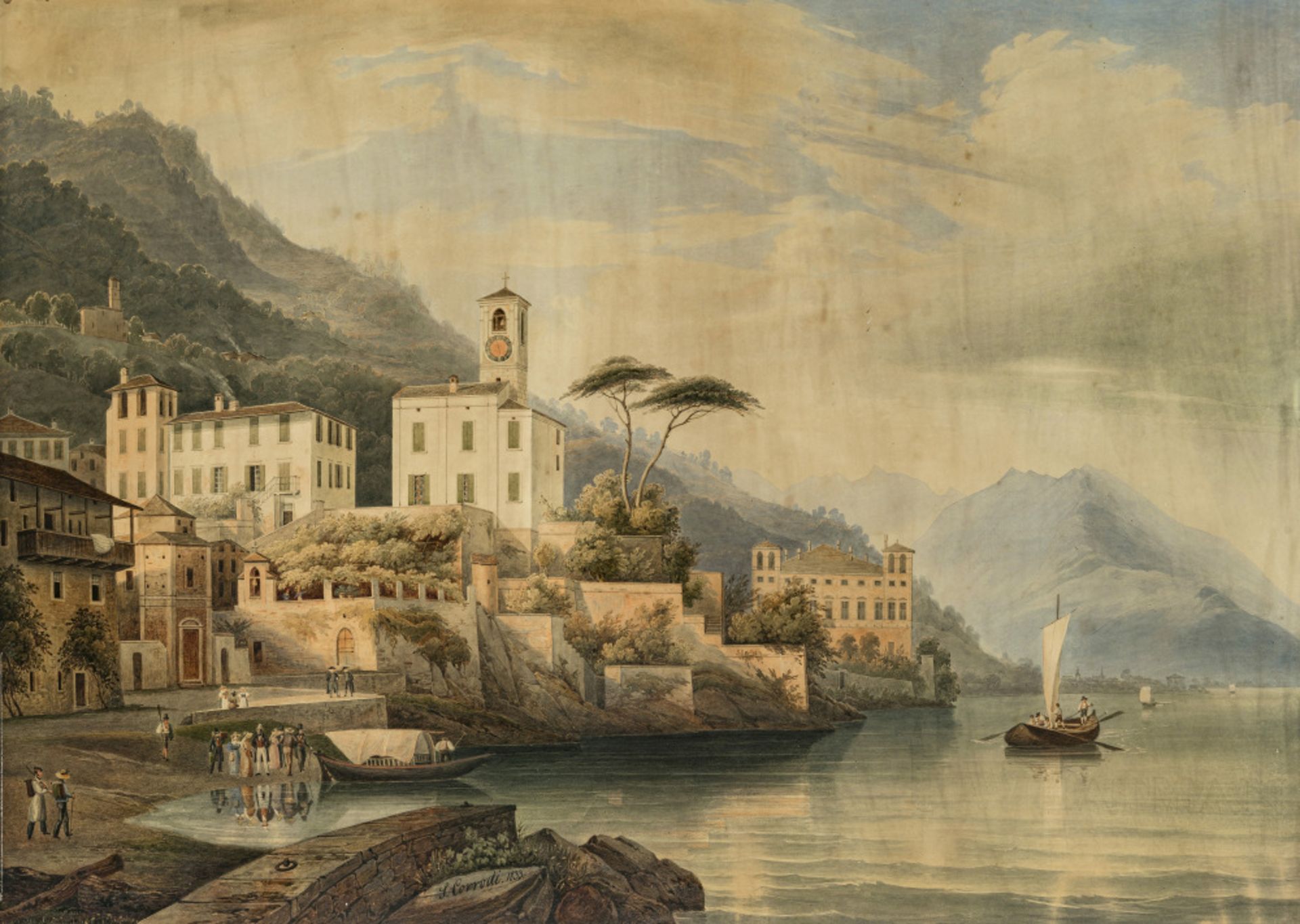 Salomon Corrodi - Gravedona on the Lake Como shore