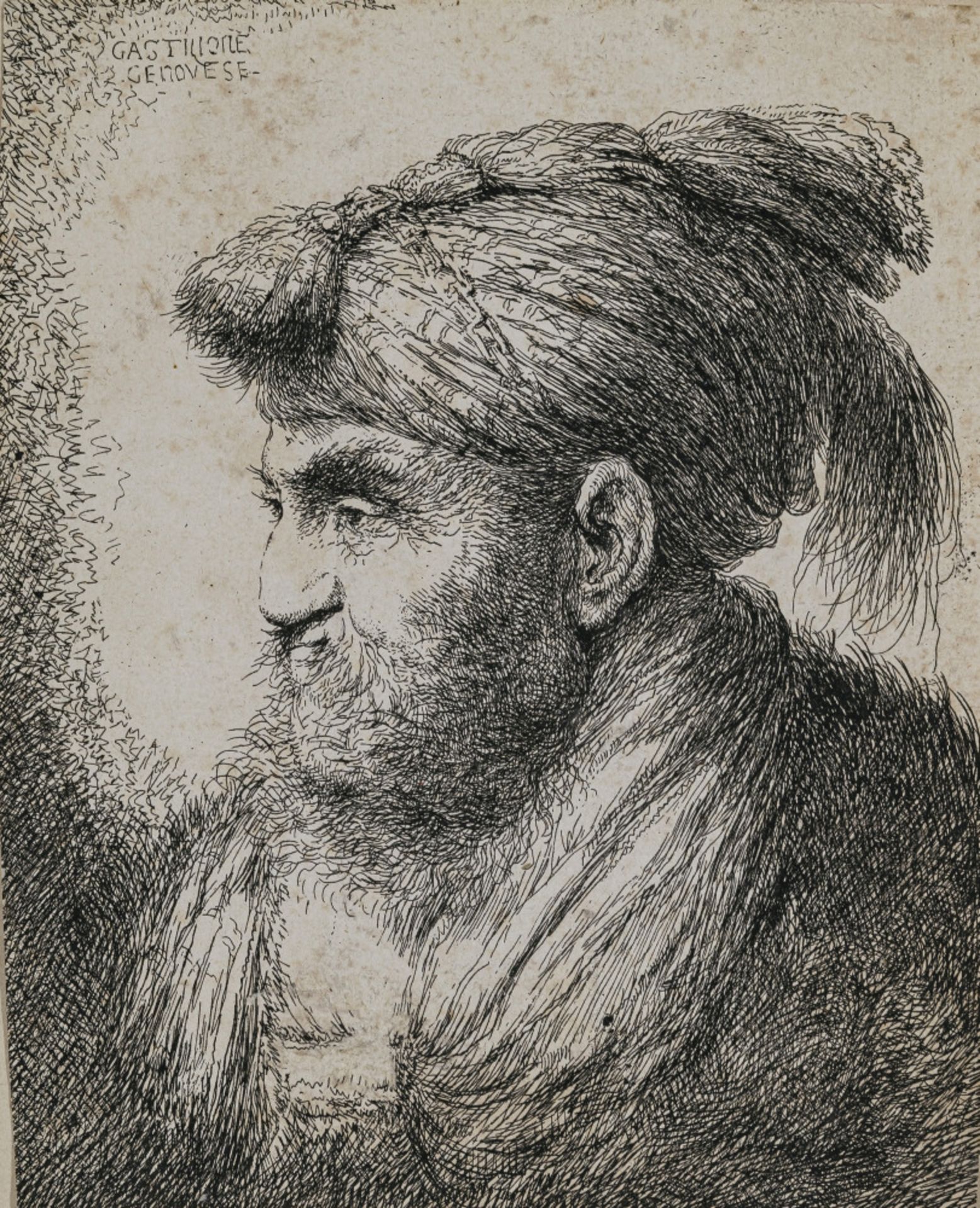 Giovanni Benedetto Castiglione - Bearded old man - The man with turban and beard - Image 2 of 2
