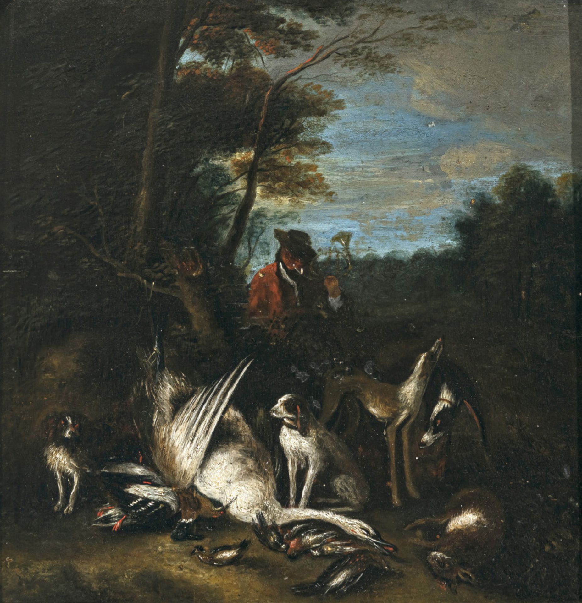 Flämisch 17th/18th century - Hunter with hounds and dead birds