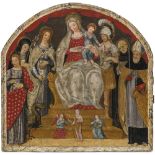 Unbekannt im Stil des 15./16. Jhs. - Thronende Maria mit dem Kind, umgeben von Heiligen