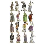 Complete series of 16 figures from the Commedia dellArte - Nymphenburg, after the model by F. A. Bus
