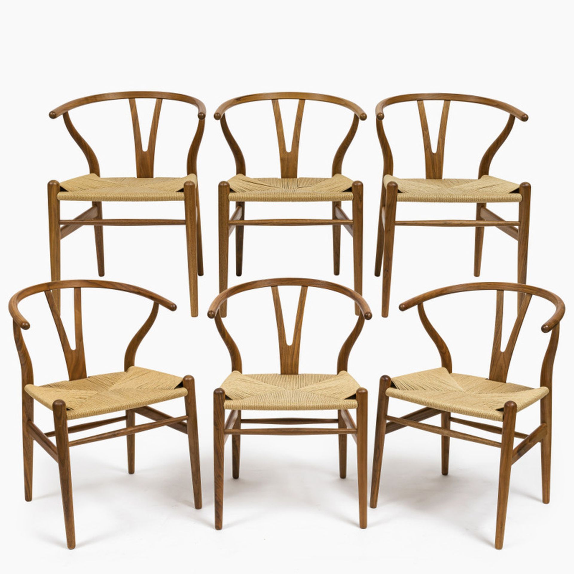 Six CH 24 armchairs (Wishbone chairs) - Design by Hans J.Wegner for Carl Hansen & Sohn, Denmark
