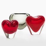Two heart-shaped vases - One Salviati vase, Murano, 1998