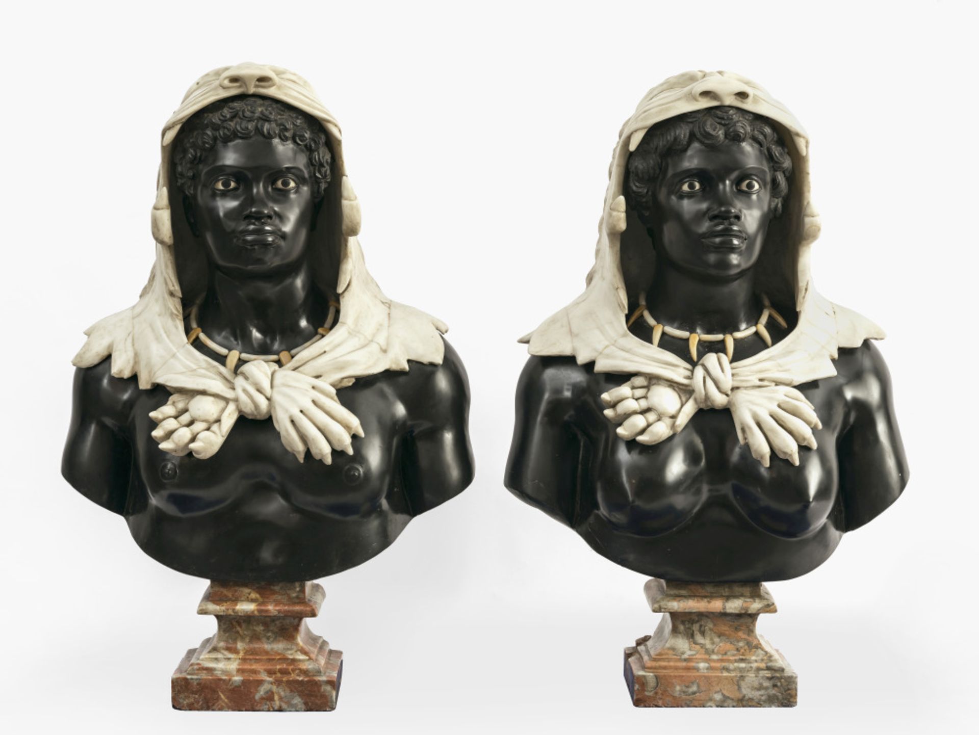 A pair of so-called blackamoor busts - Italy, 19th/20th century