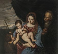 Tizian (Tiziano Vecellio), nach - Maria mit dem Kind, dem Johannesknaben und dem Hl. Antonius dem Gr