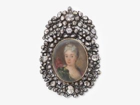 Anhänger mit Miniatur und Diamantrahmen - Wohl Frankreich, um 1750 bis 1760