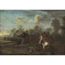 Italien (Jacques Courtois, 1621 Saint-Hippolyte - 1676 Rom, Umkreis?) 17. Jh. - Reiterschlacht