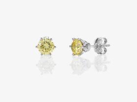 Ohrstecker - Rarität: Natural, Fancy Intense Yellow Diamanten im Brillantschliff - Belgien, ANTWERP