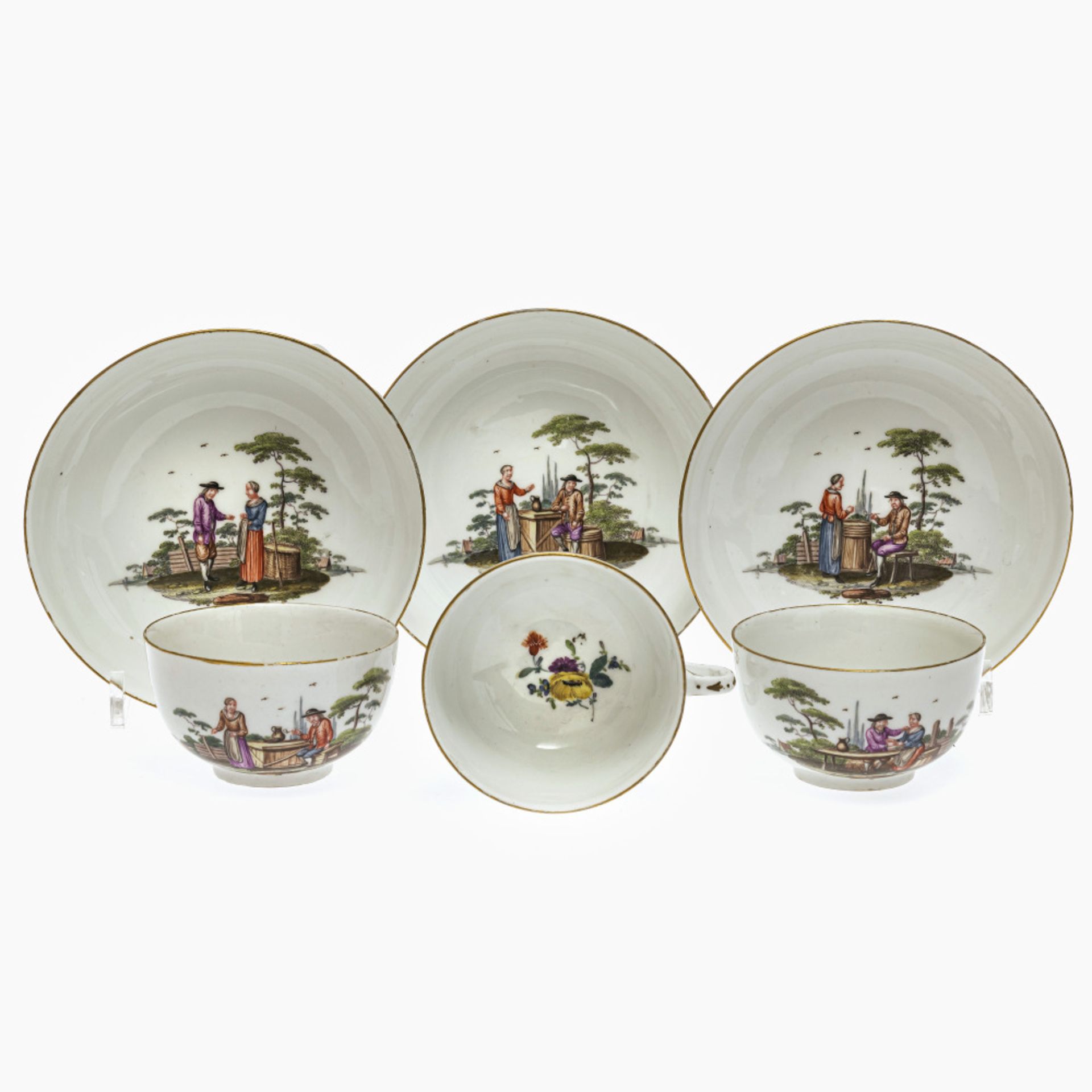 Three cups with saucers - Meissen, 2nd half of the 18th century