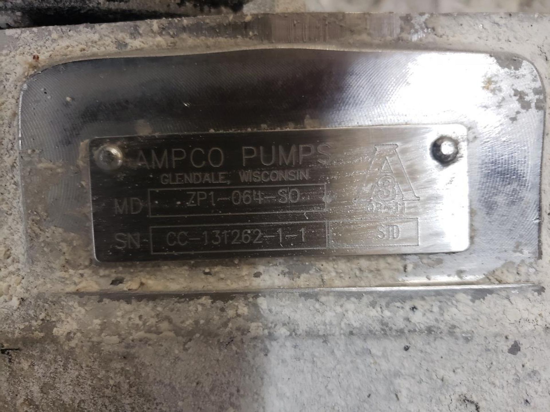 Ampco Positive displacement Dough Pump, M# ZP1-064-SO - Image 2 of 3