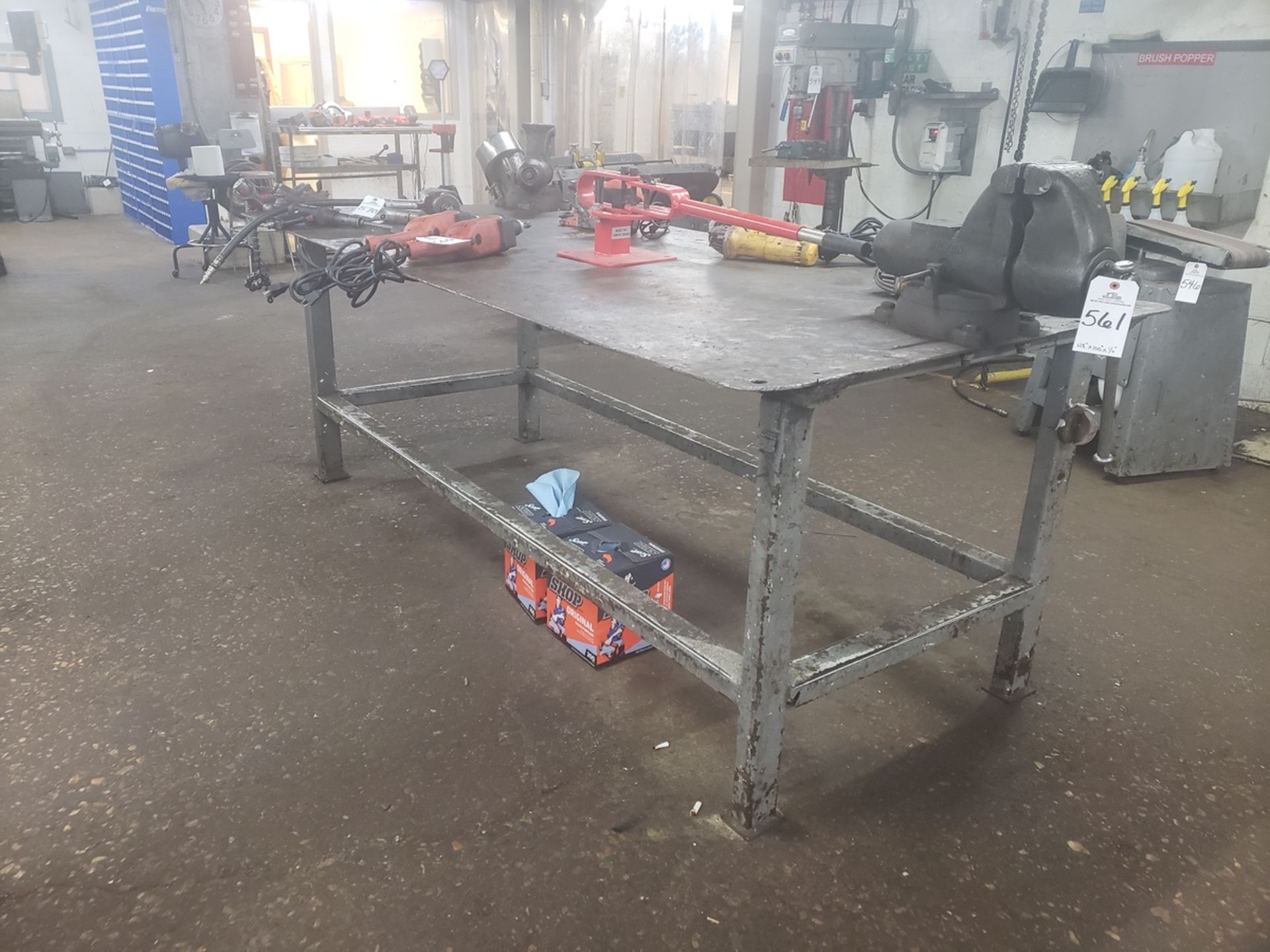 Work Bench W/(3) Vises 48" x 100" x 1/4"