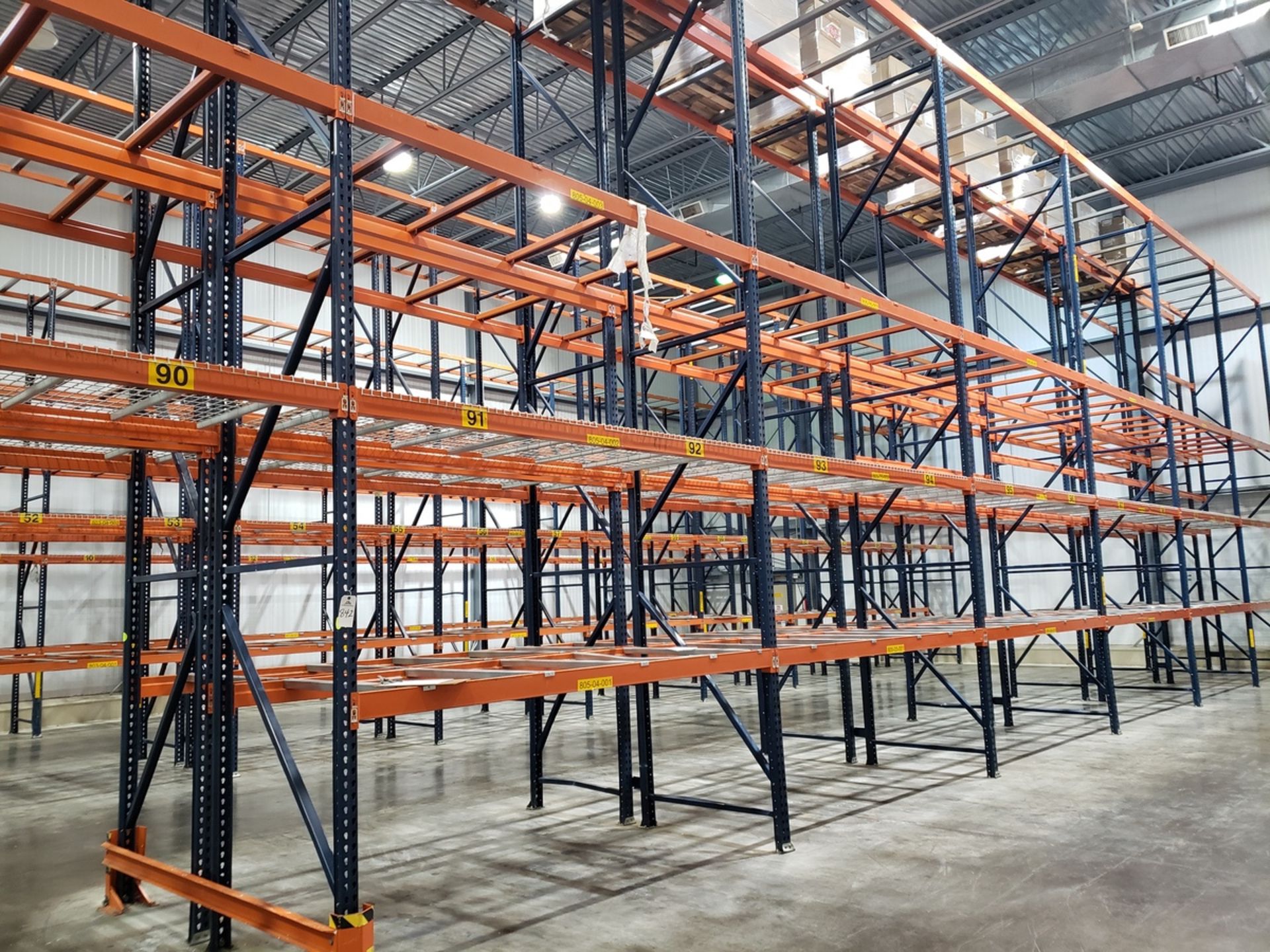 Lot of Pallet Racking, (69) Uprights, (48) 4' Beams, (8) 5' Beams, (240) 8' Beams, (205) 10' Beams,