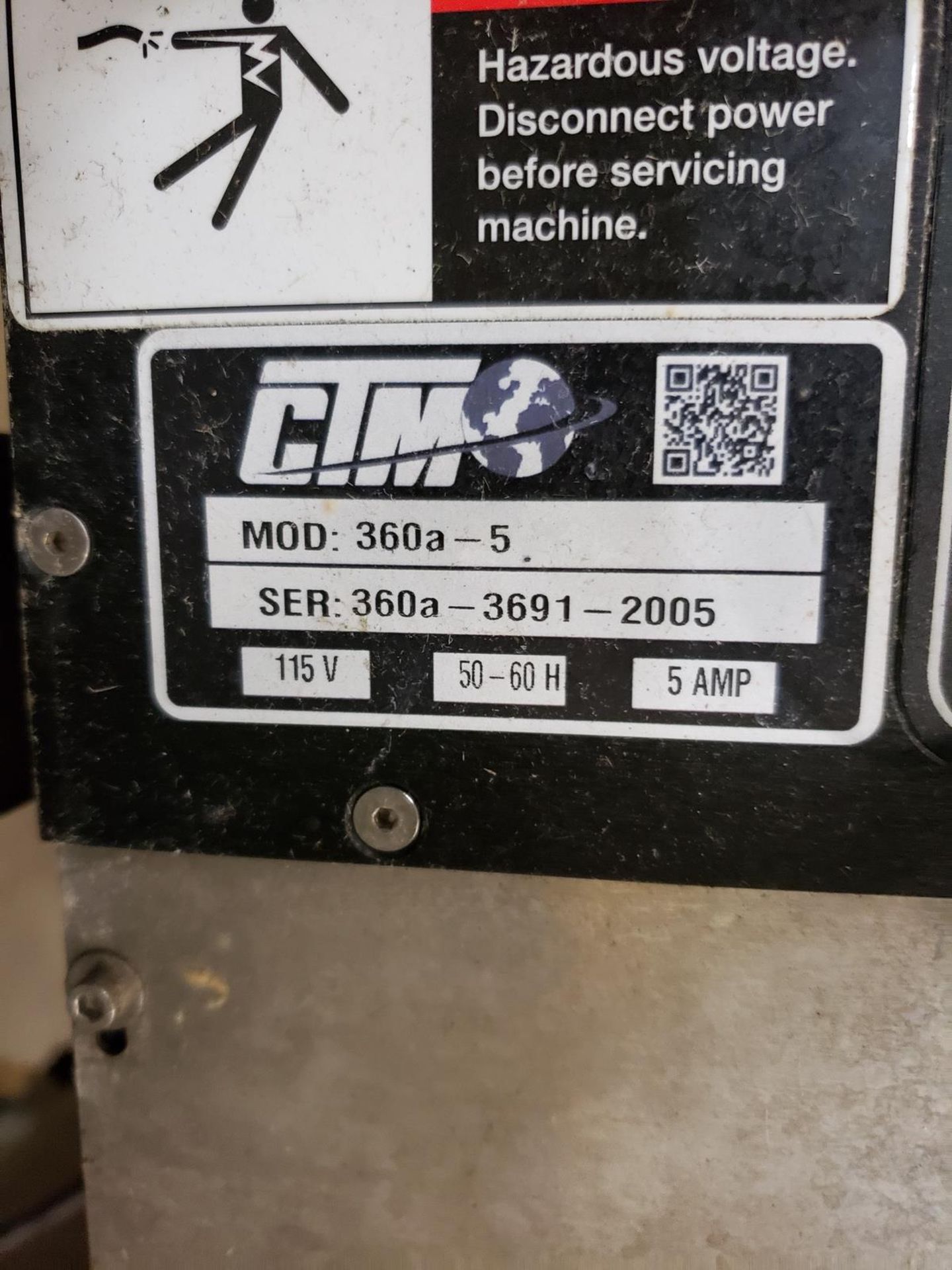 CTM High Speed Label Applicator, M# 360a-5, S/N 360a-3691-2006 - Image 2 of 2