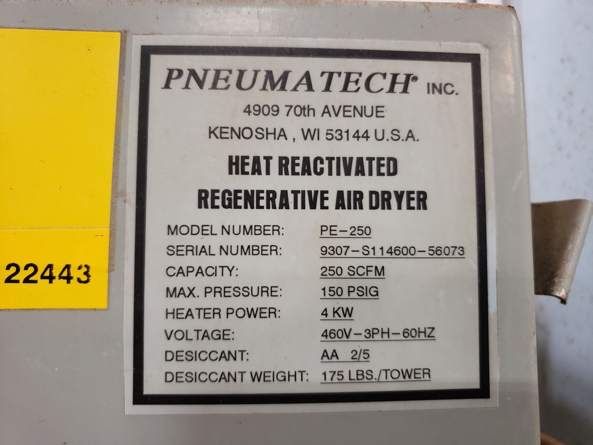 Pneumatech Regenerative Air Dryer, M# PE-250 - Image 2 of 2