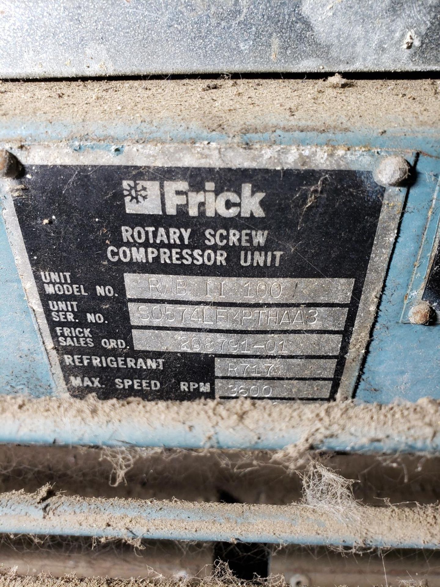 Frick Ammonia Rotary Screw Refrigeration Compressor, M# RWB II 100 - Image 2 of 2