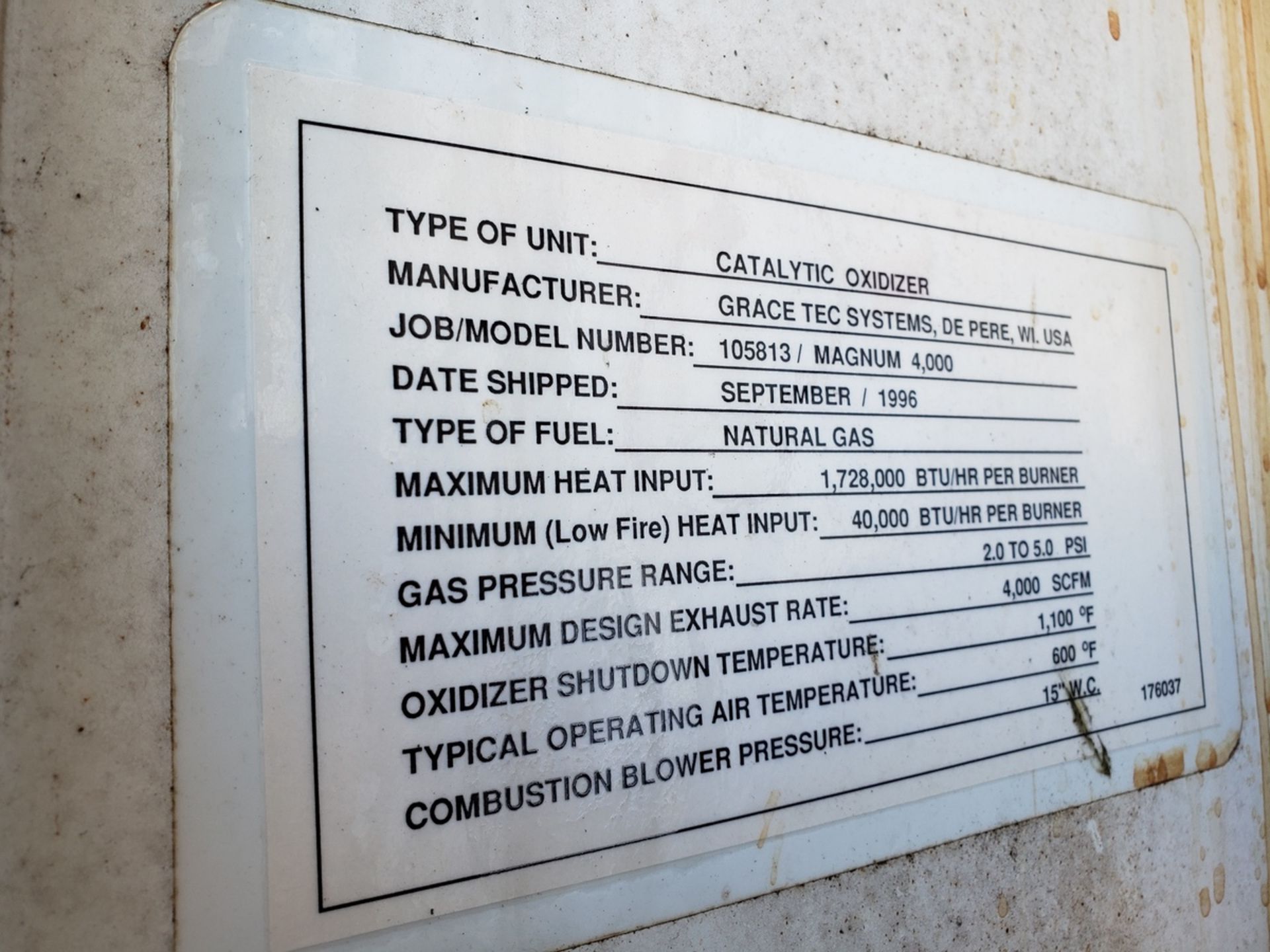 TEC Systems Thermal Oxidizer, M# Magnum 4000, S/N 105813 - Image 3 of 3