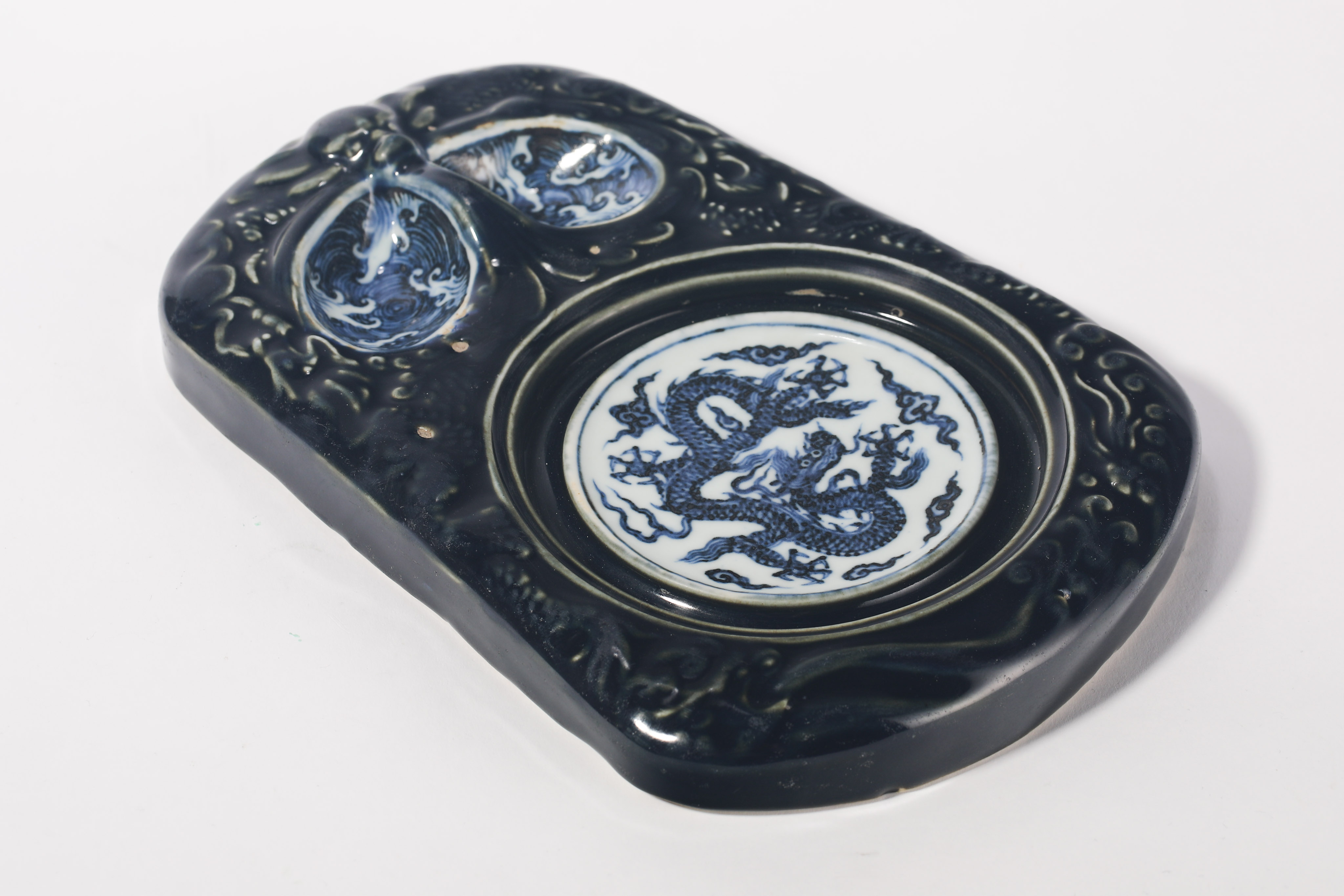 Qing dynasty blue and white porcelain dragon pattern washing - Image 5 of 9