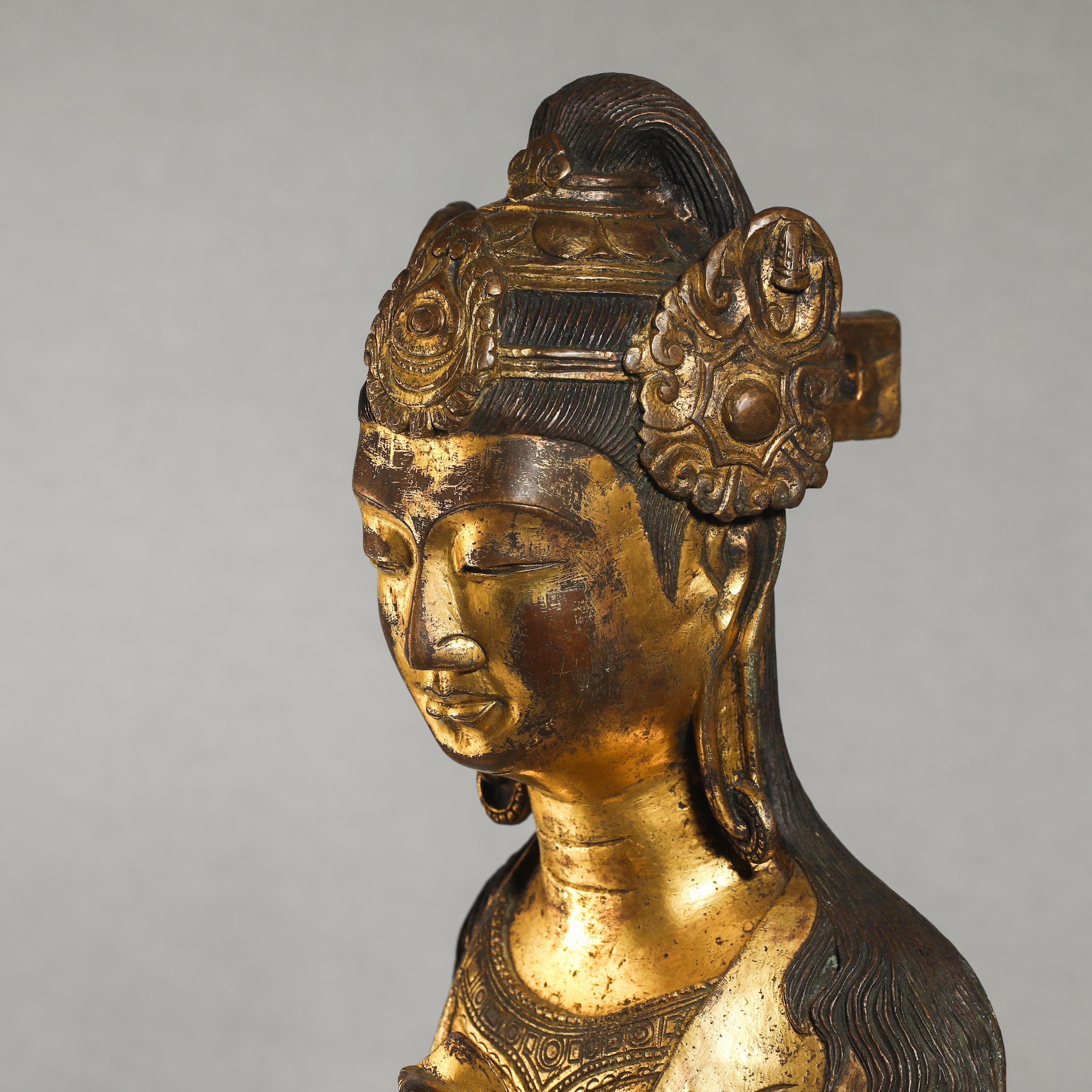 10th century gilded statue of Guanyin Buddha - Image 10 of 14