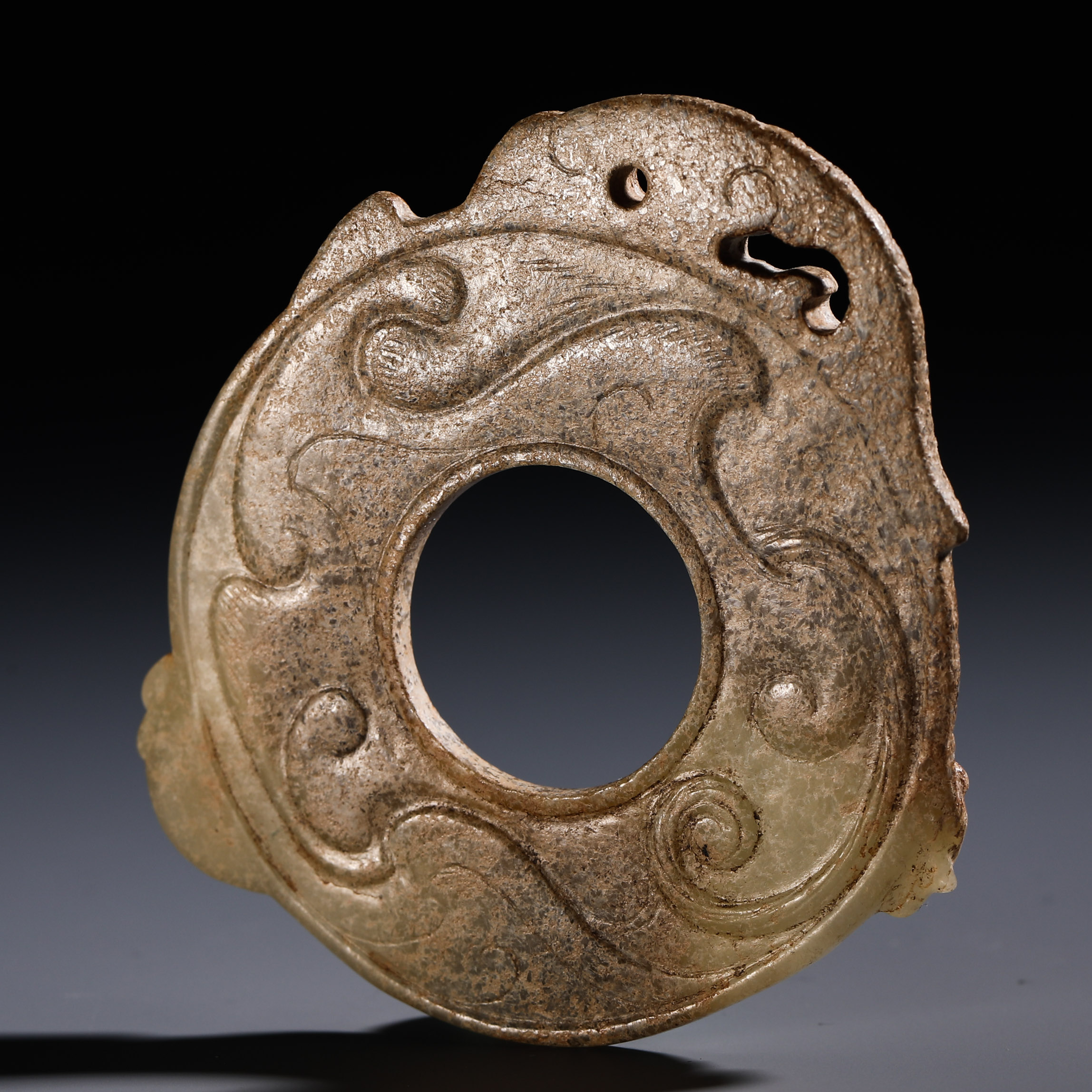 Han Dynasty Red Dragon Jade Bi - Image 5 of 6