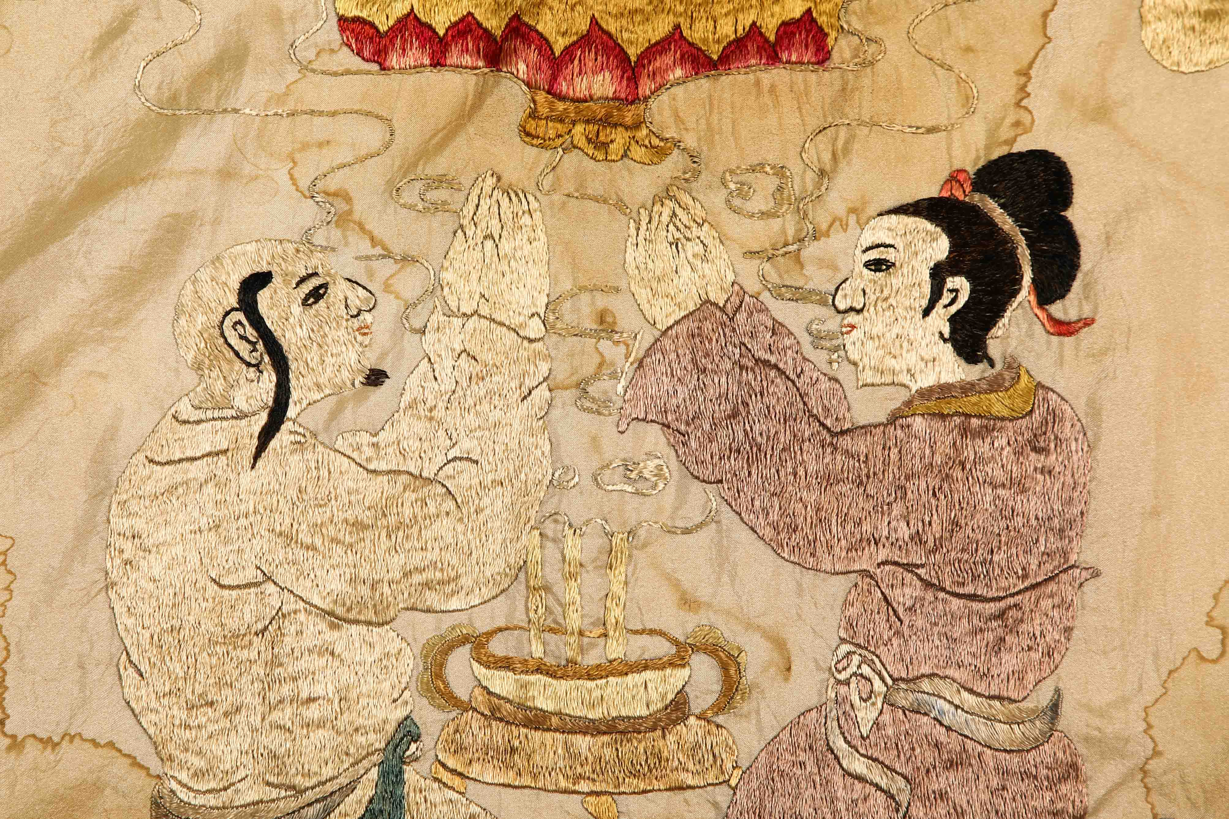 Qing dynasty embroidered thangka - Image 6 of 9