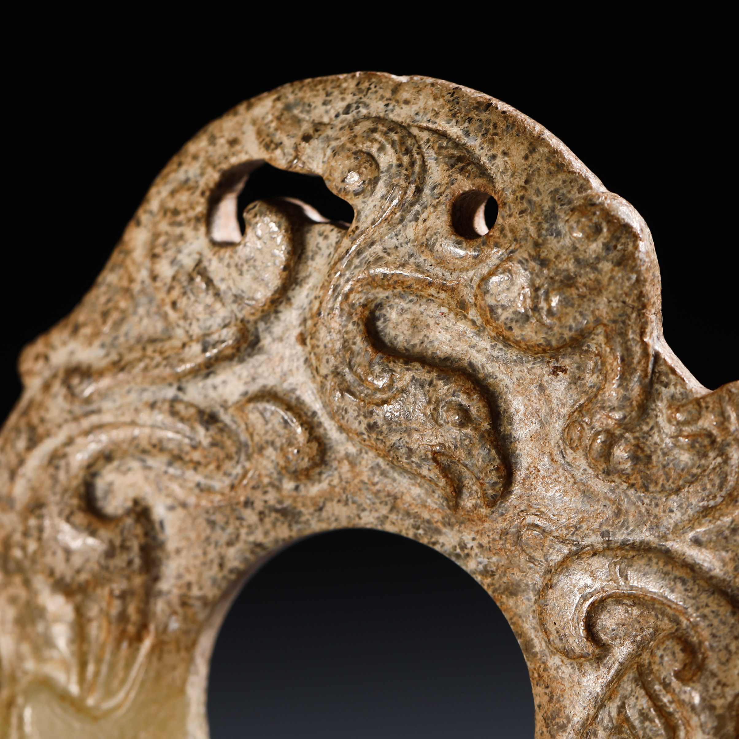 Han Dynasty Red Dragon Jade Bi - Image 2 of 6