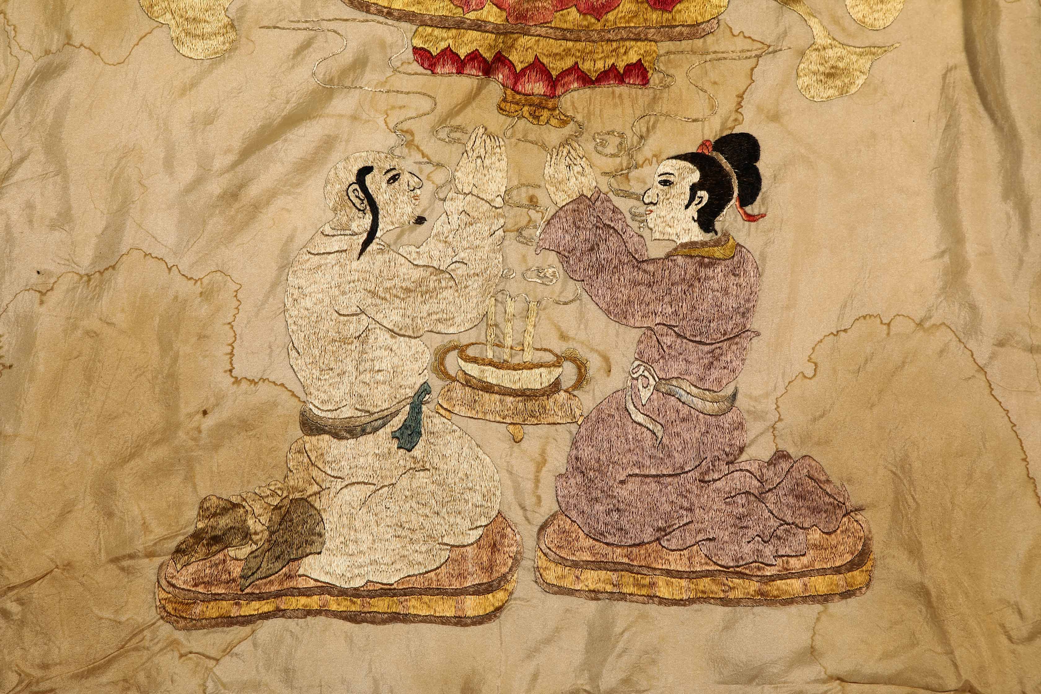 Qing dynasty embroidered thangka - Image 3 of 9