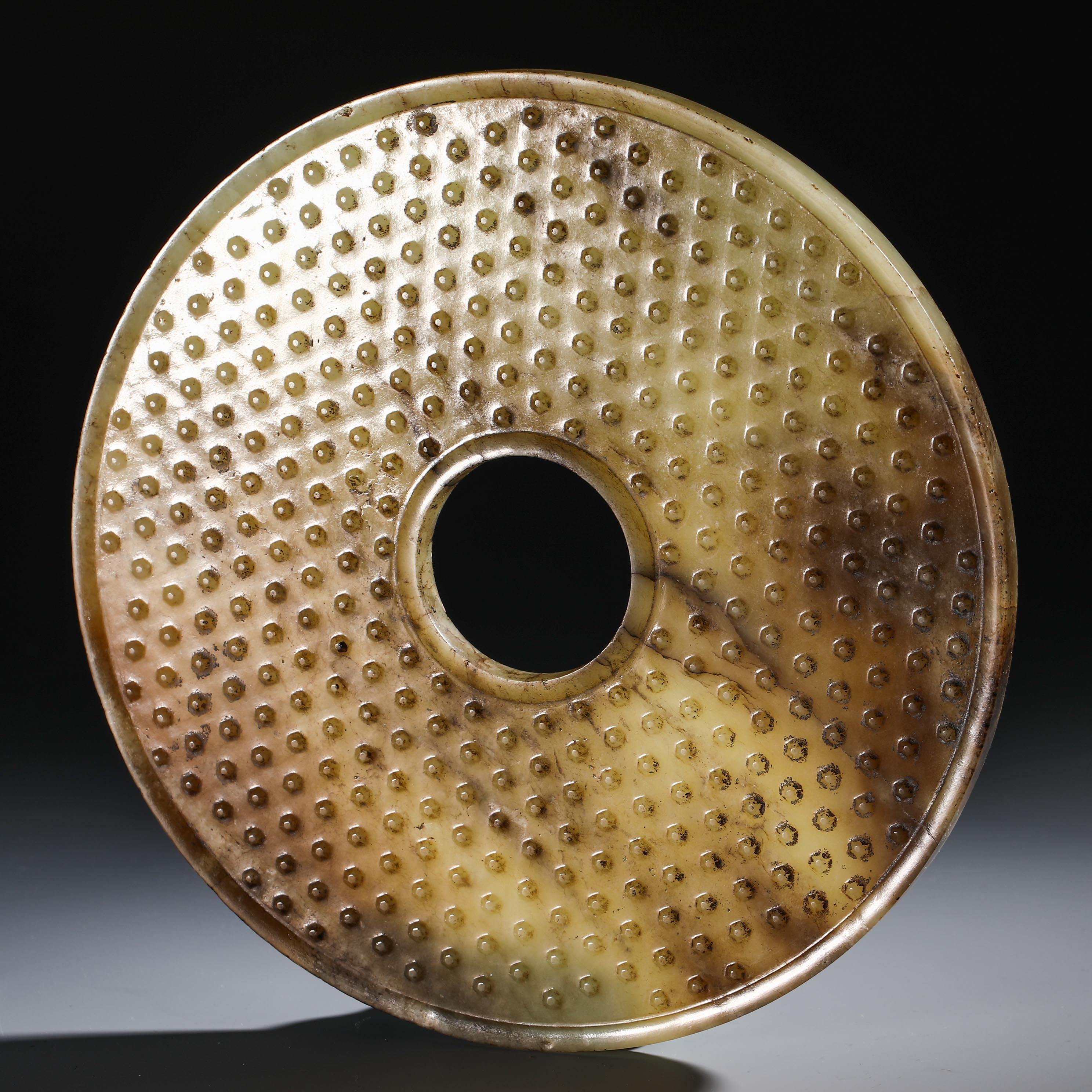 Han dynasty drum nail pattern jade Bi - Image 5 of 7