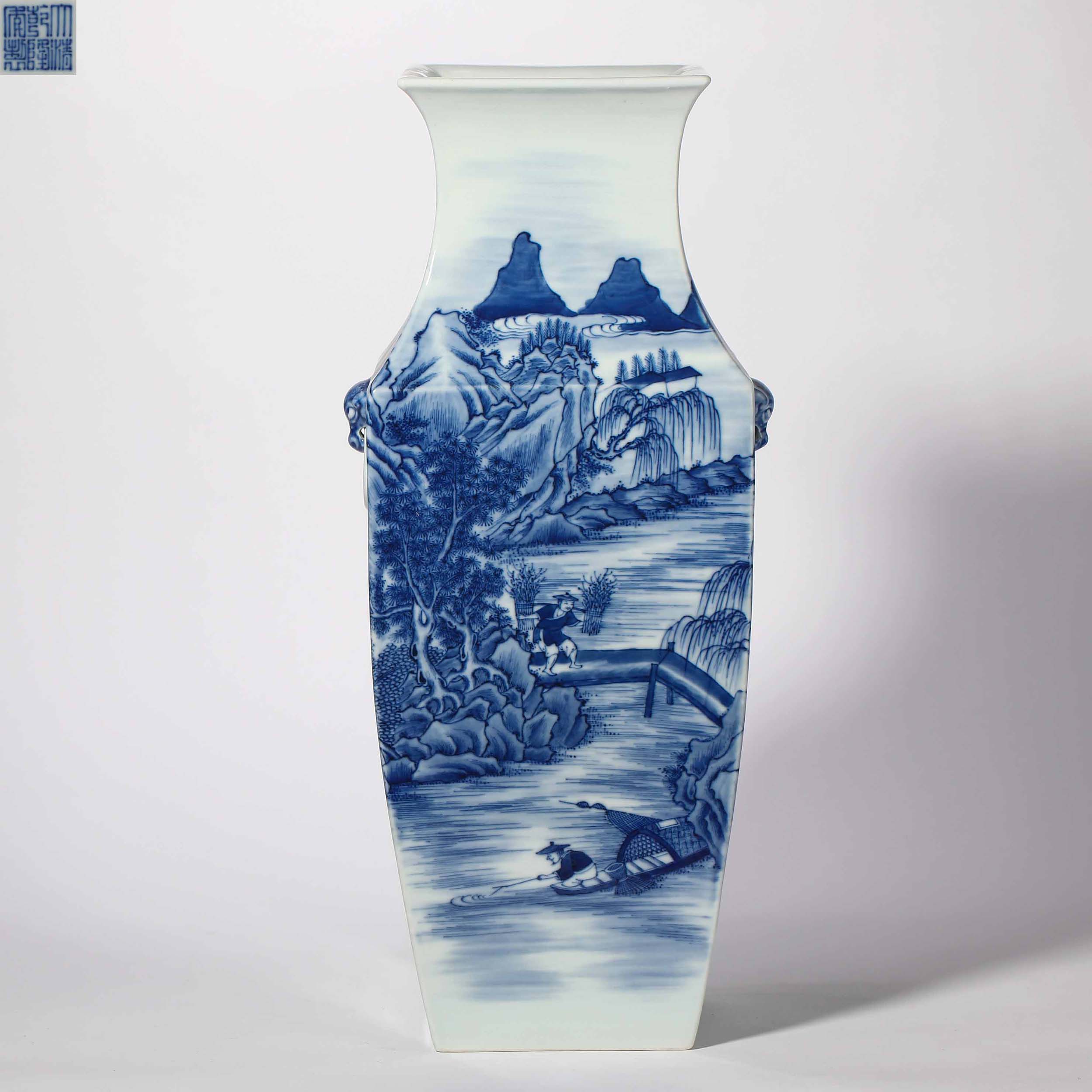 Qing dynasty blue and white ornamental vase