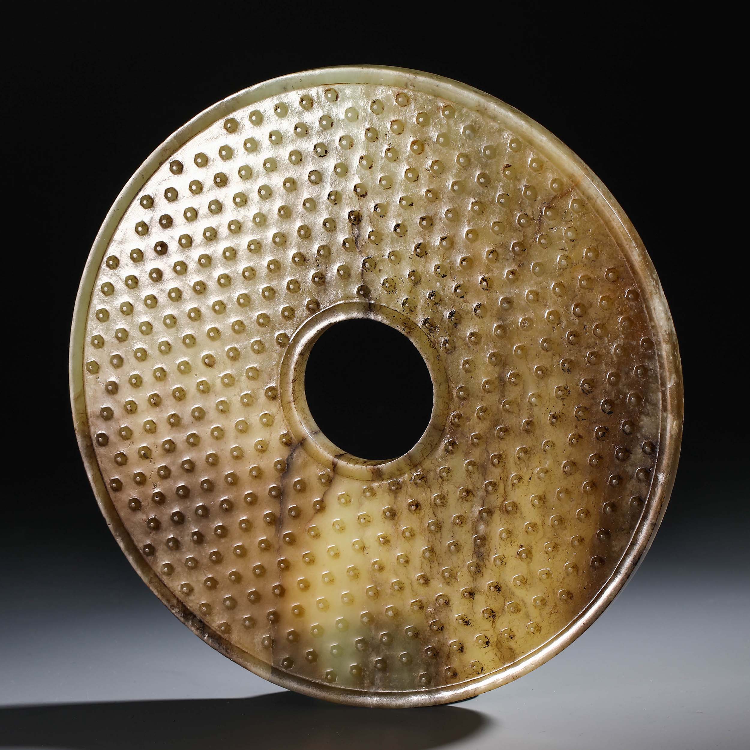 Han dynasty drum nail pattern jade Bi