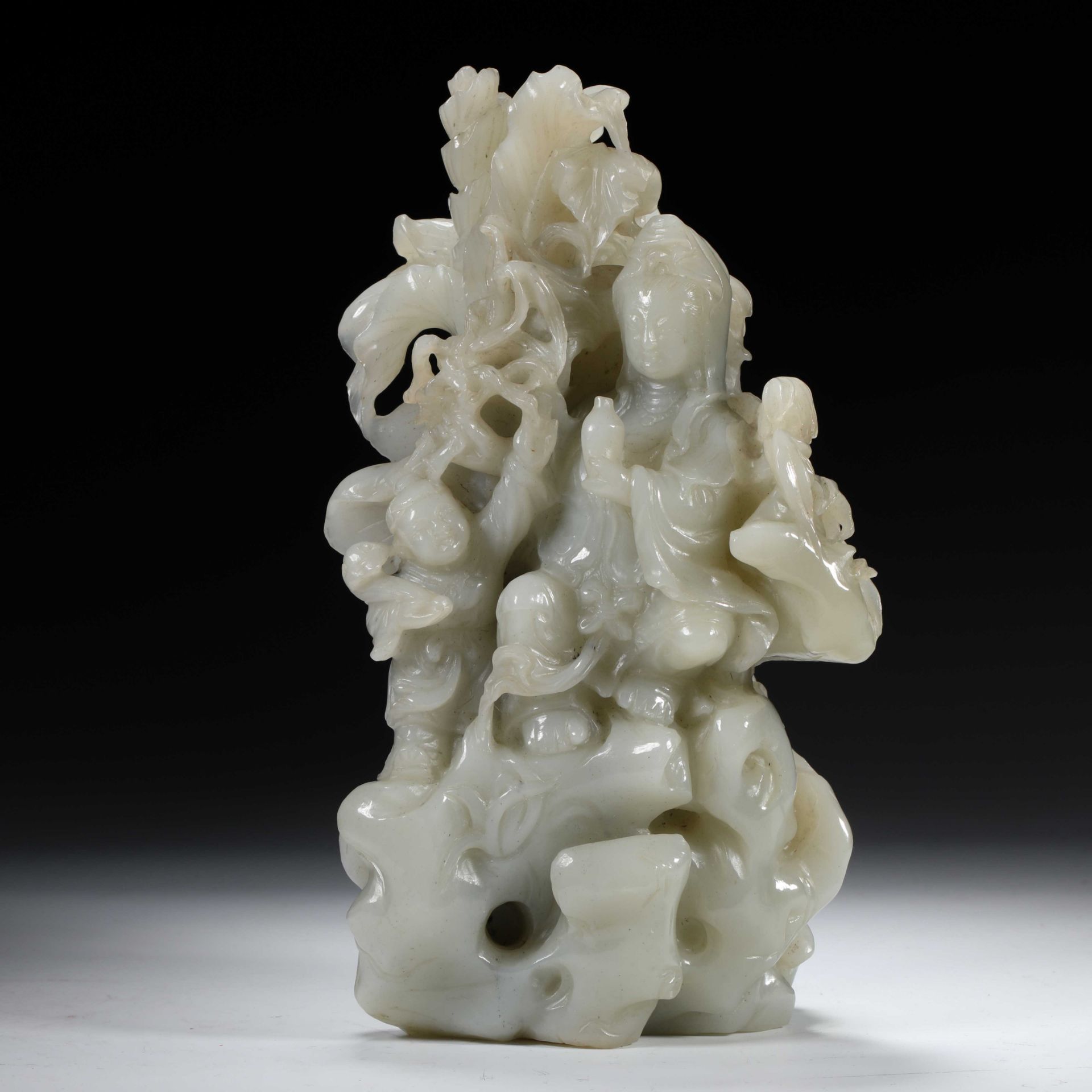 Hetian jade sent the son Guanyin Shanzi ornaments