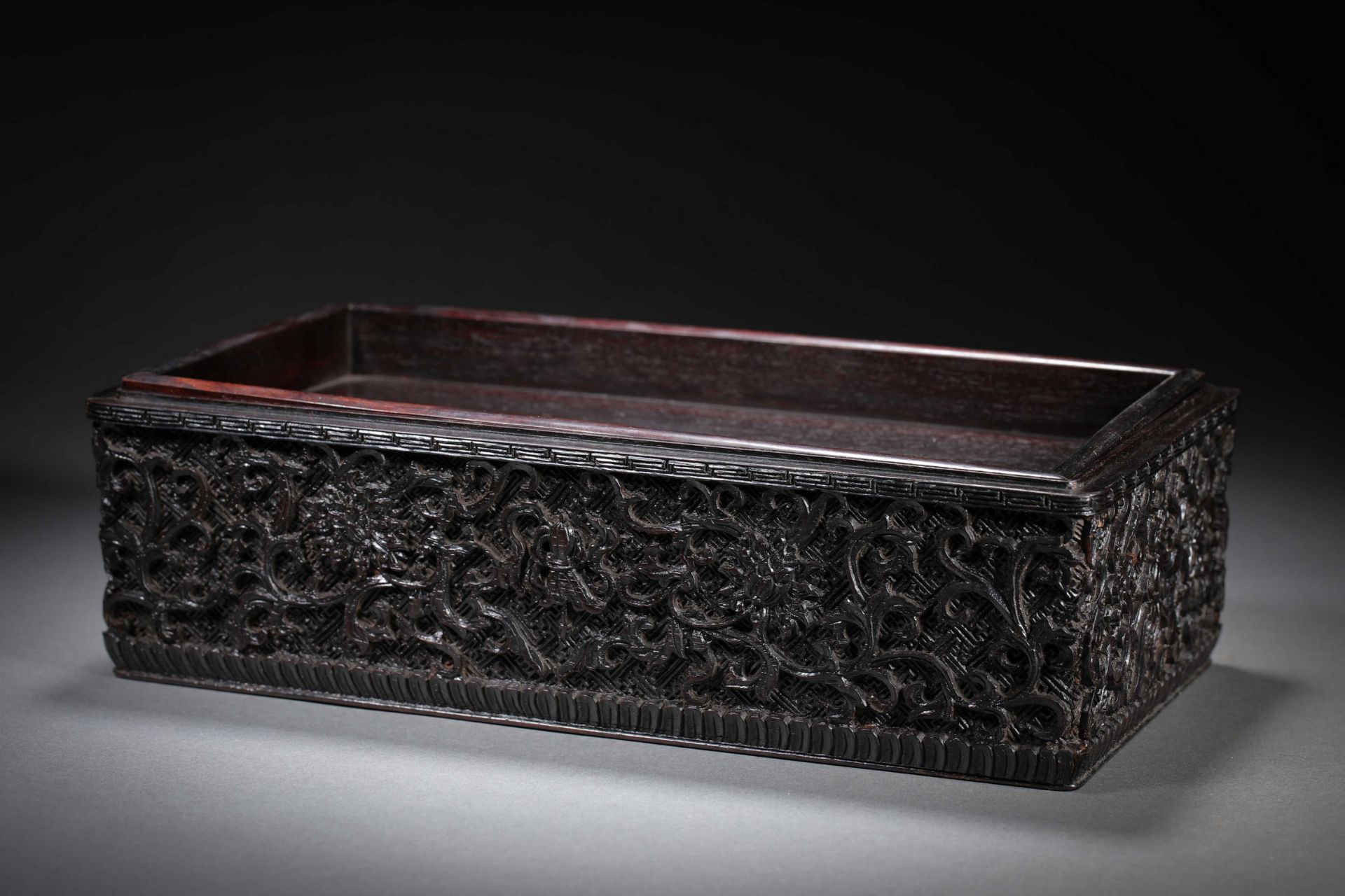 Qing Dynasty court rosewood carved lid box - Bild 9 aus 18