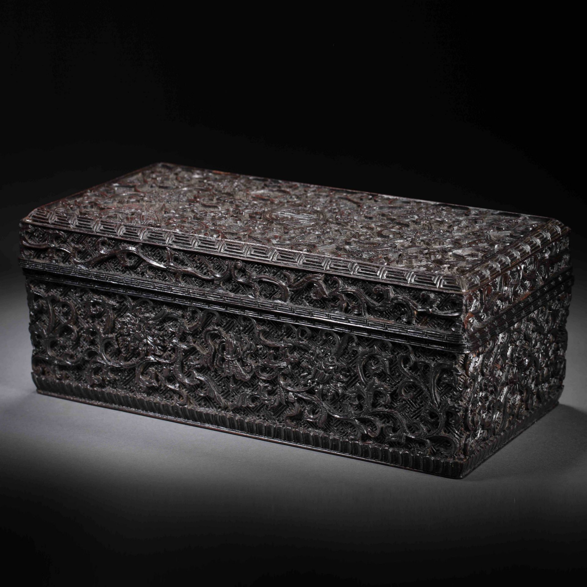 Qing Dynasty court rosewood carved lid box