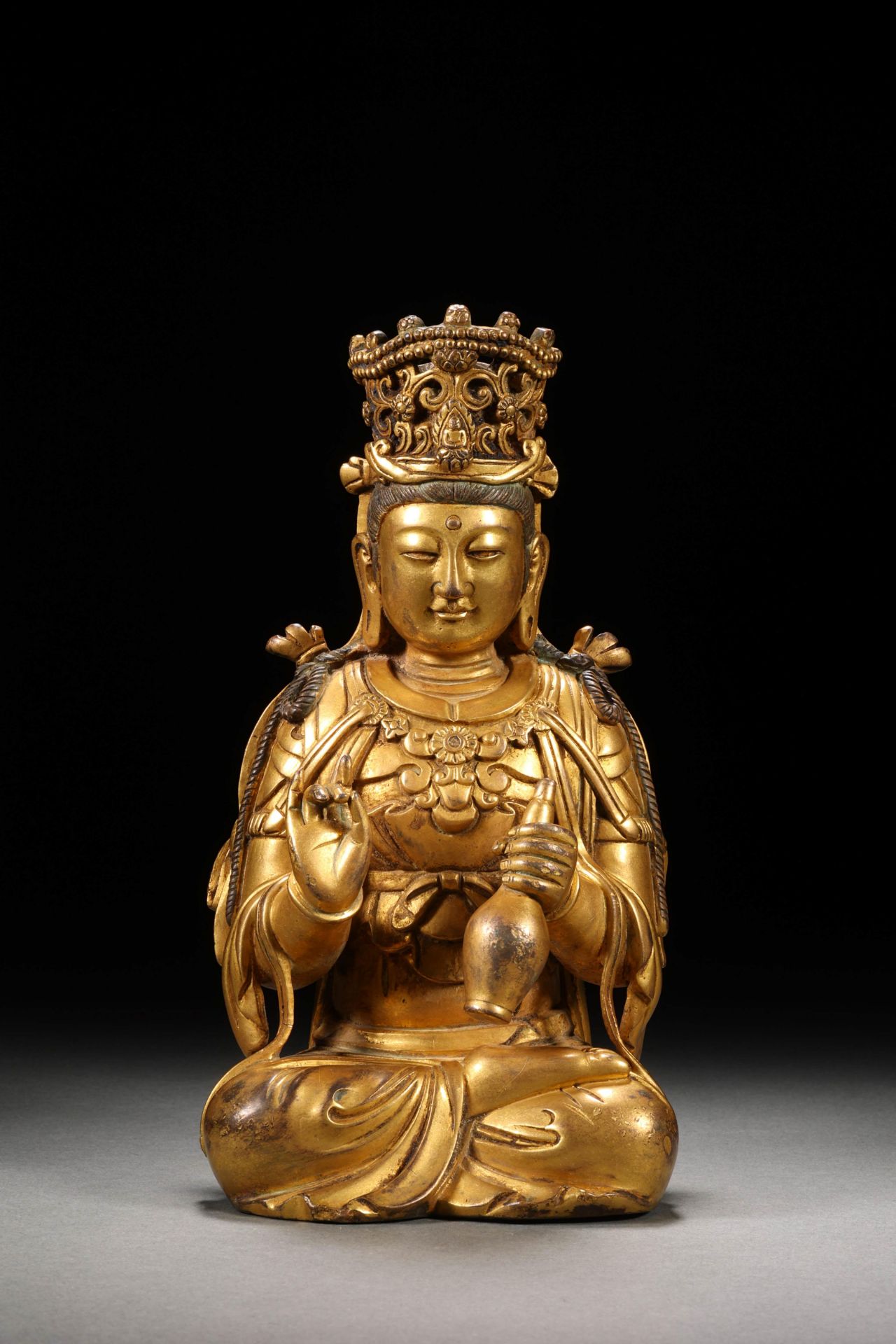 Ming dynasty bronze gilt Guanyin Buddha statue - Image 2 of 10