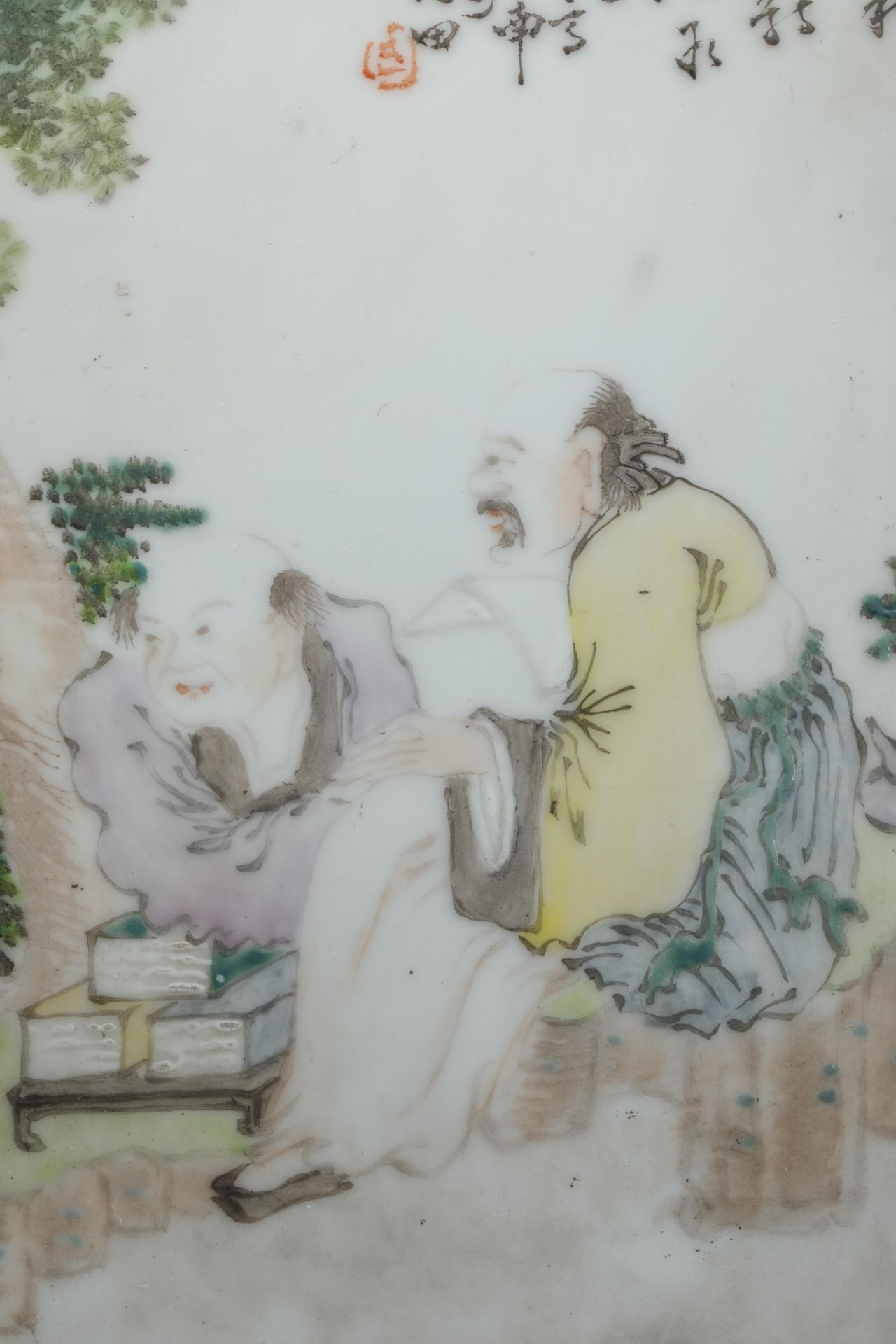 Qing dynasty figure porcelain plate painting - Image 4 of 7
